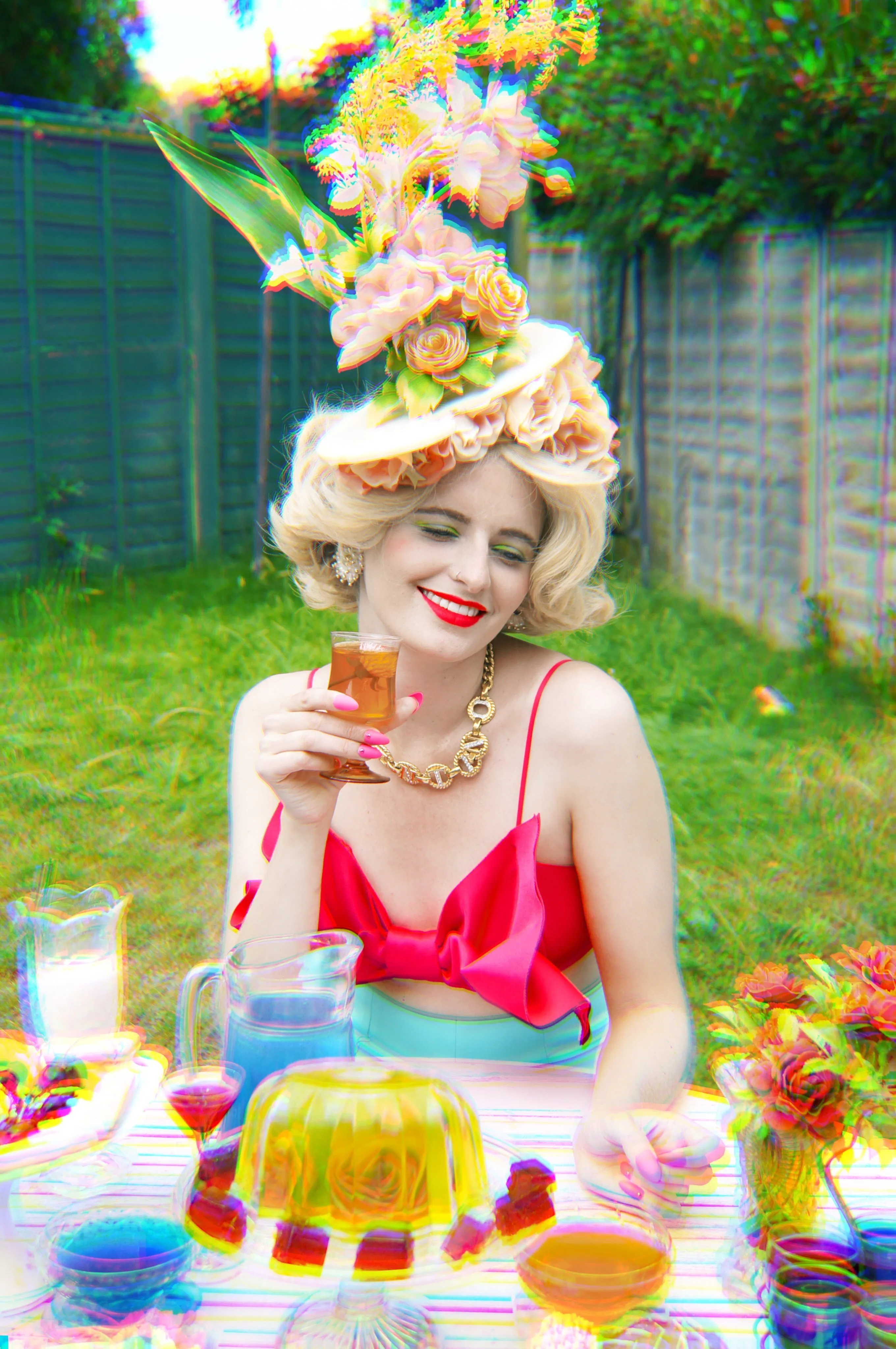 Vintage Peach flower Headpiece / Fascinator