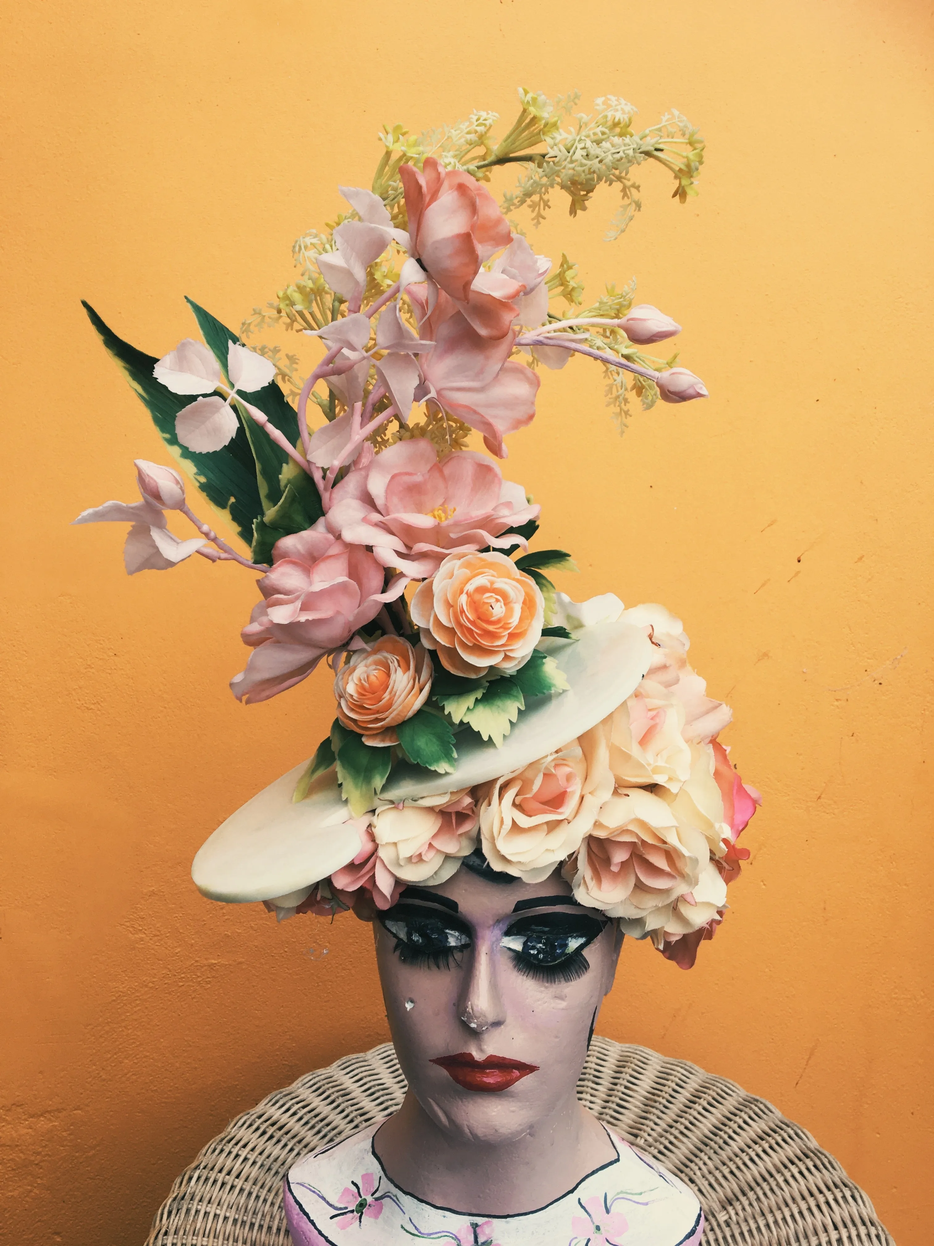 Vintage Peach flower Headpiece / Fascinator
