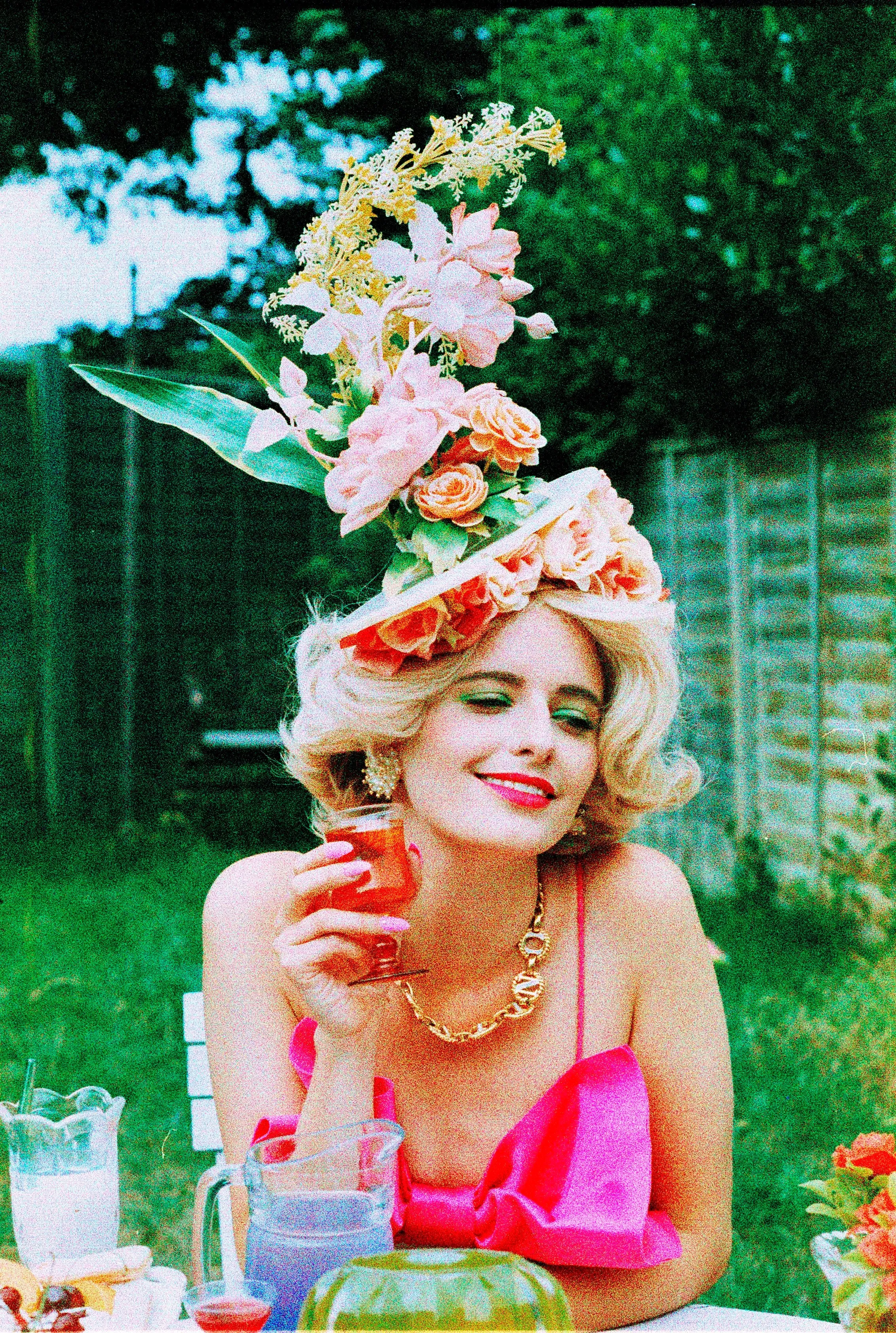 Vintage Peach flower Headpiece / Fascinator