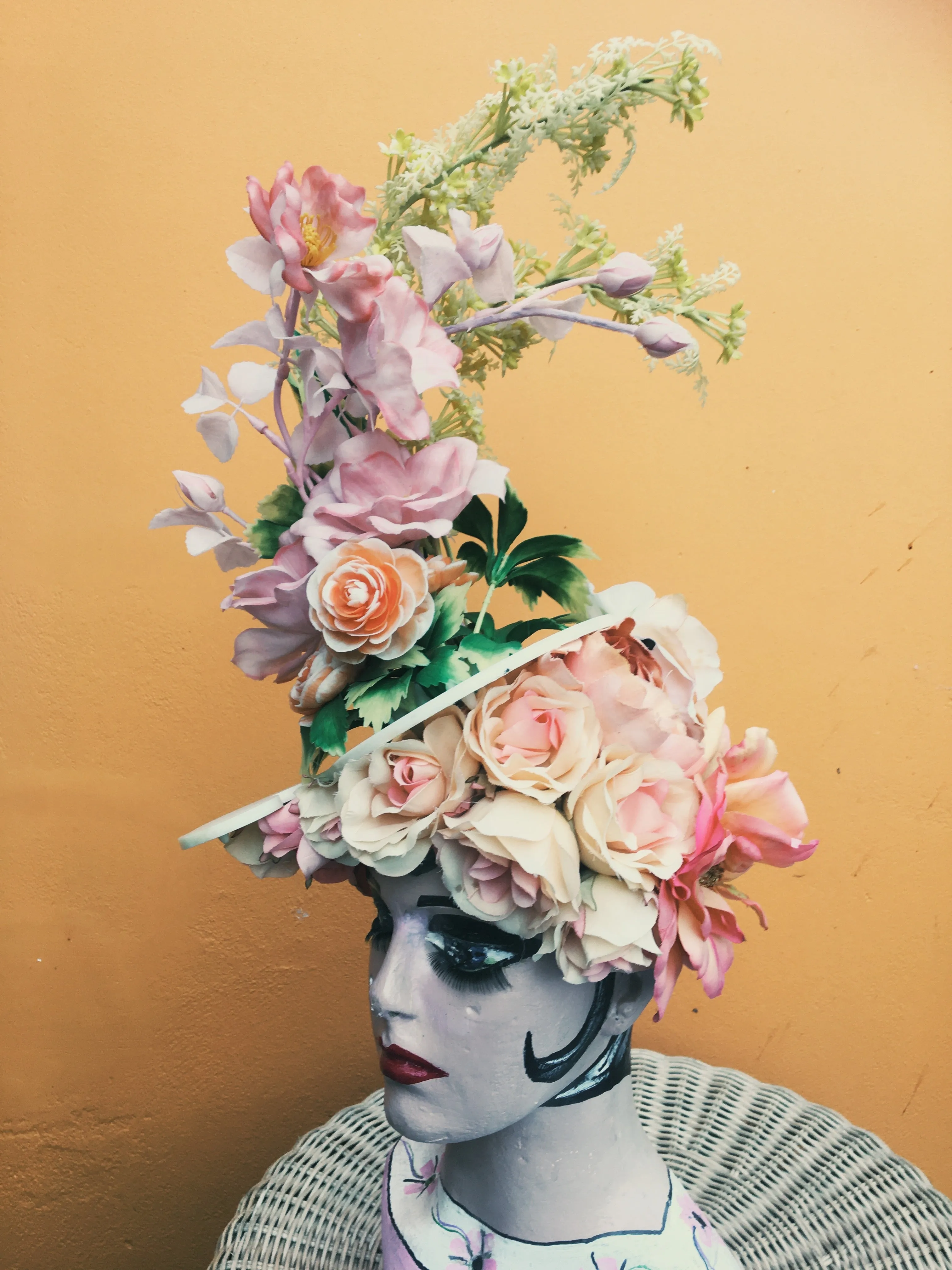 Vintage Peach flower Headpiece / Fascinator