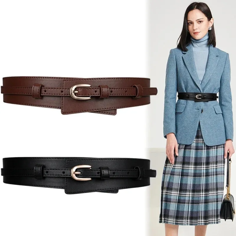 Vintage Wide Leather Pin Buckle Belt
