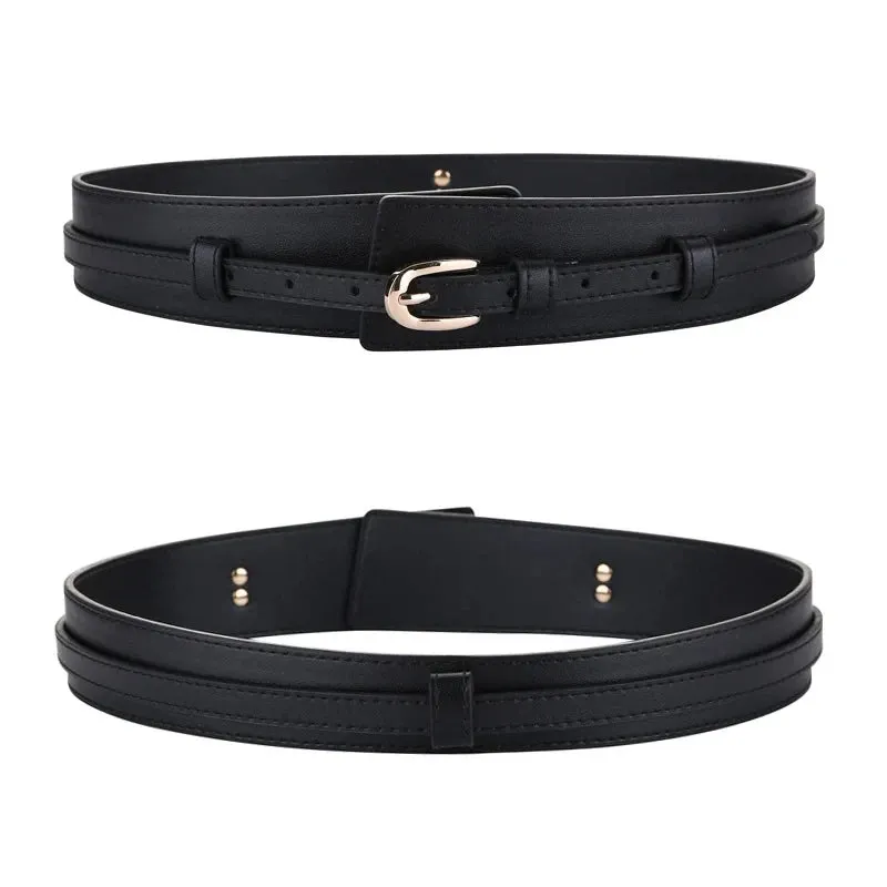 Vintage Wide Leather Pin Buckle Belt