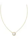 VOLLEYBALL SHORT PENDANT NECKLACE GOLD WHITE MOTHER OF PEARL