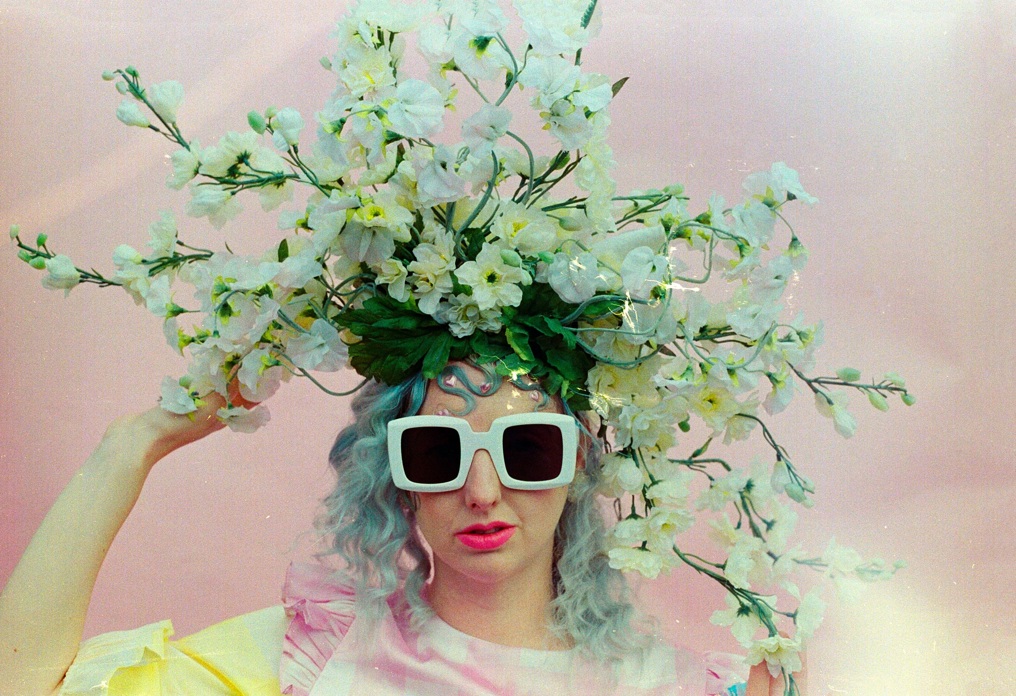 White Flower Floral blossom spray headdress / headpiece