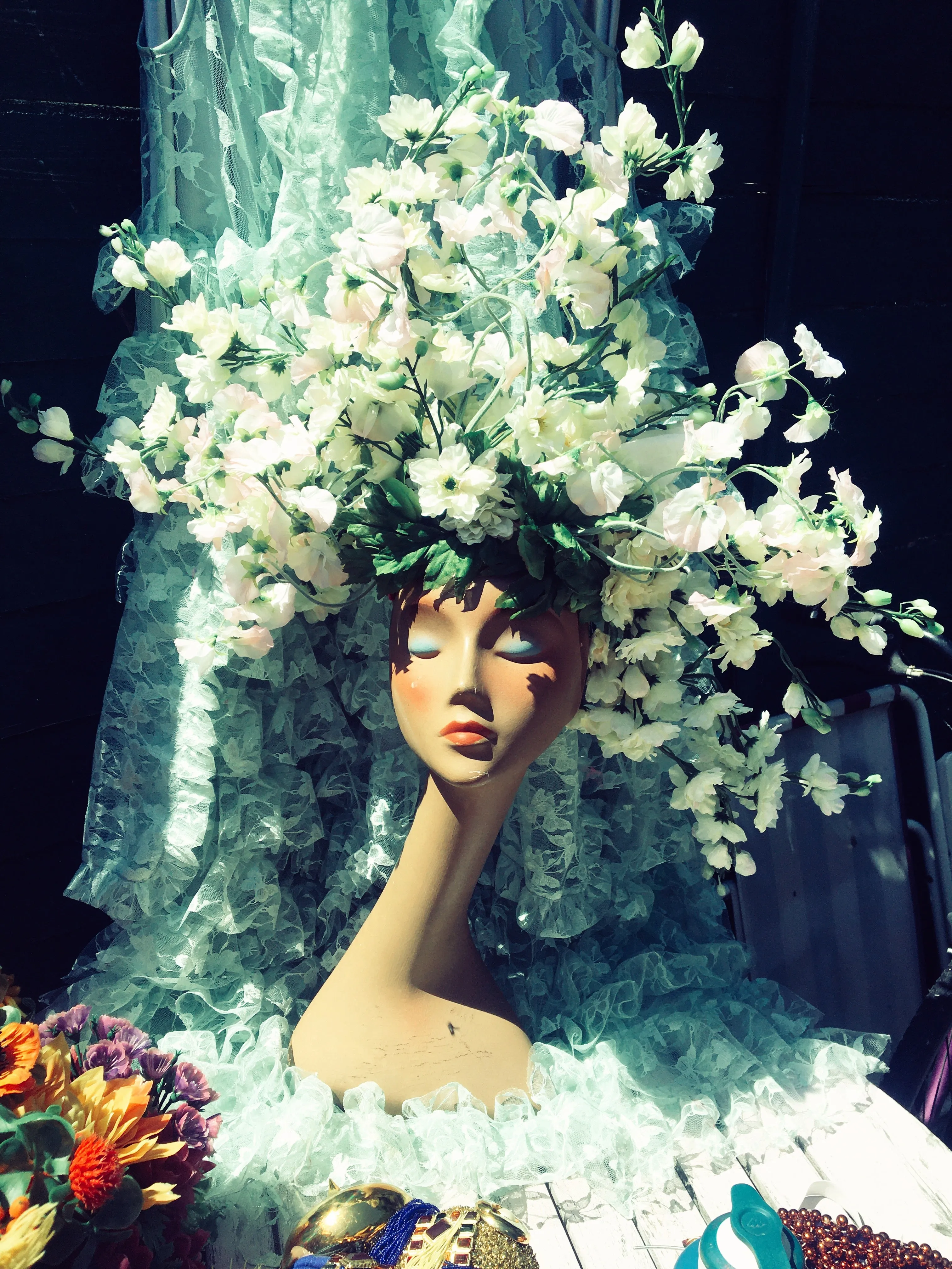 White Flower Floral blossom spray headdress / headpiece