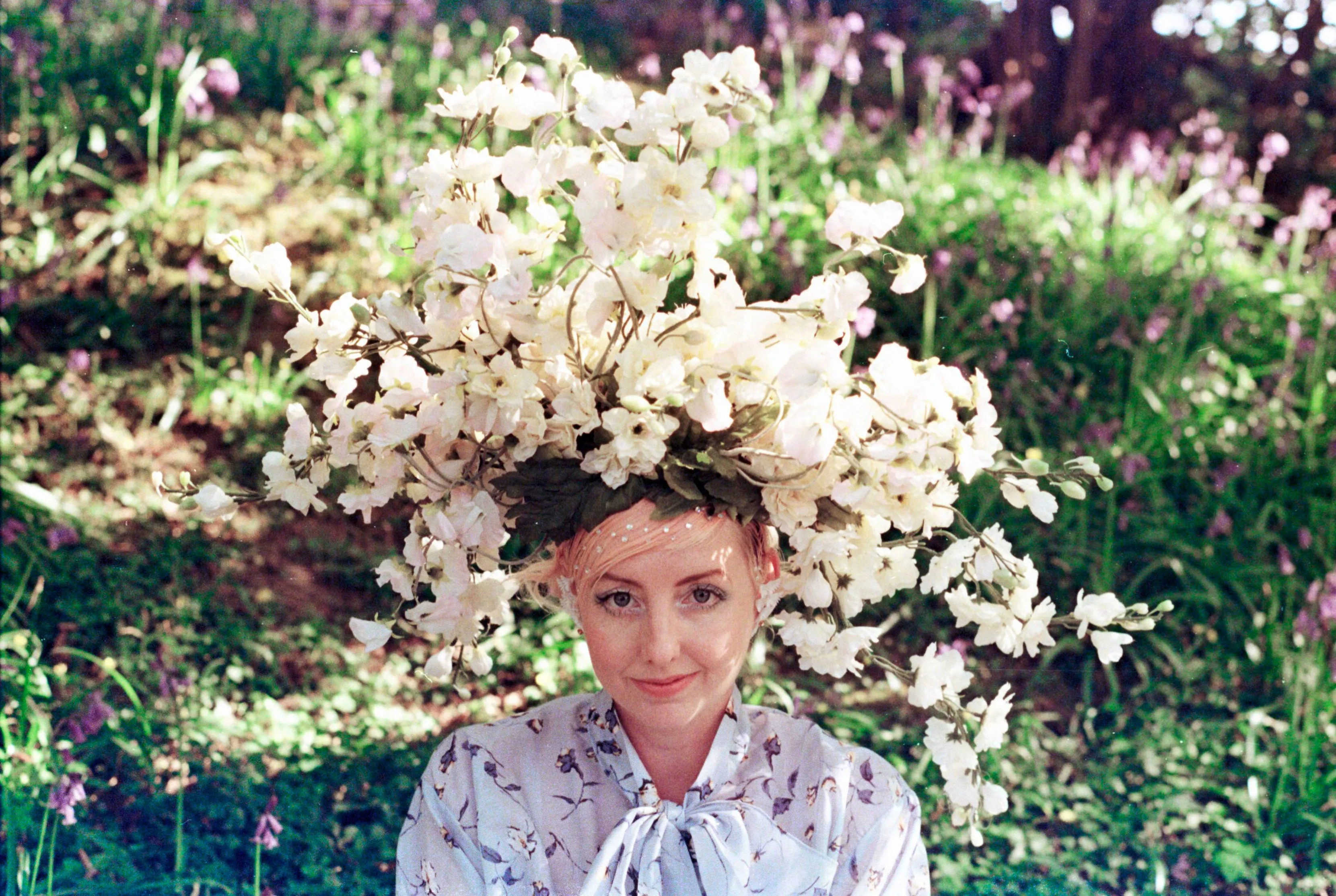 White Flower Floral blossom spray headdress / headpiece