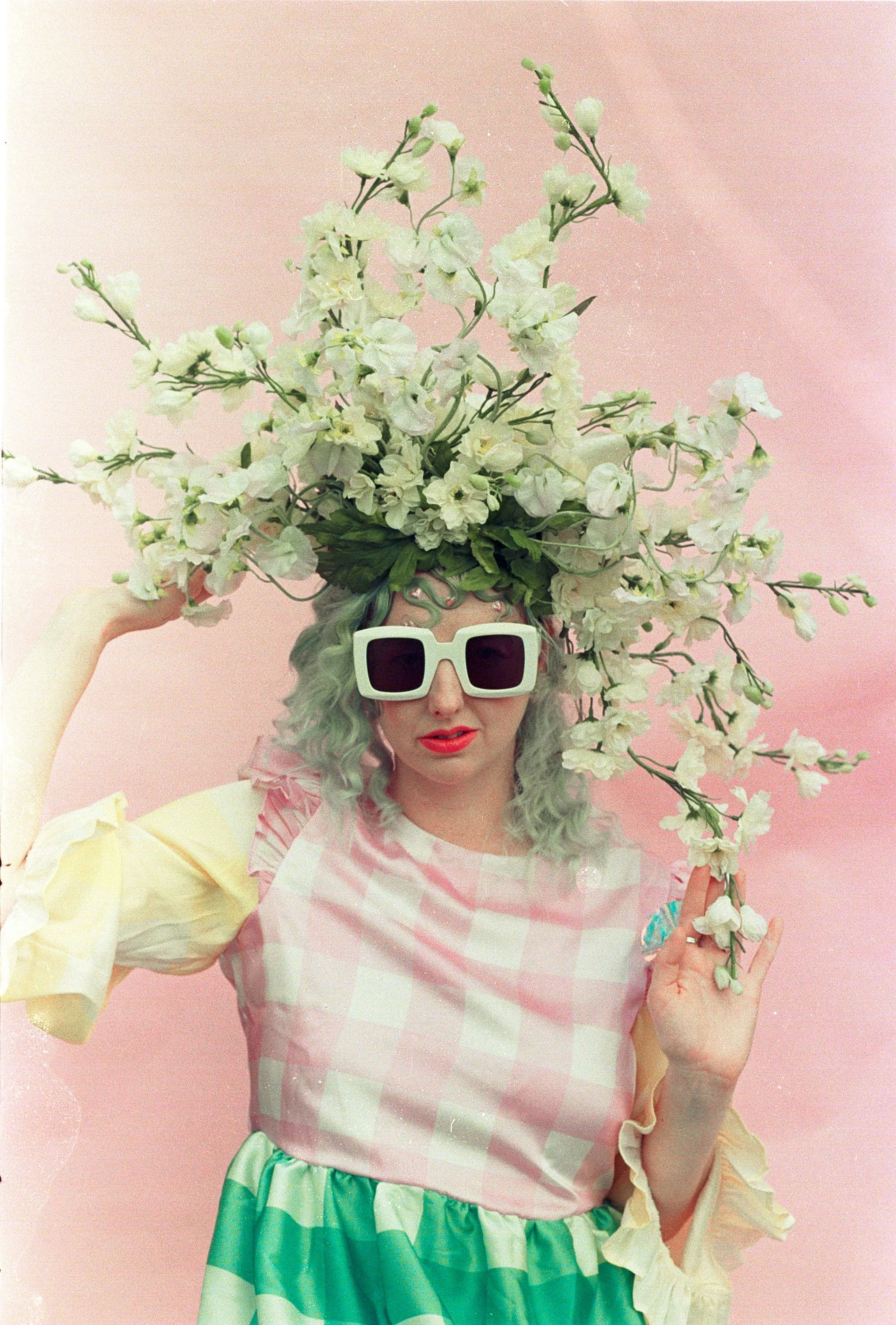 White Flower Floral blossom spray headdress / headpiece