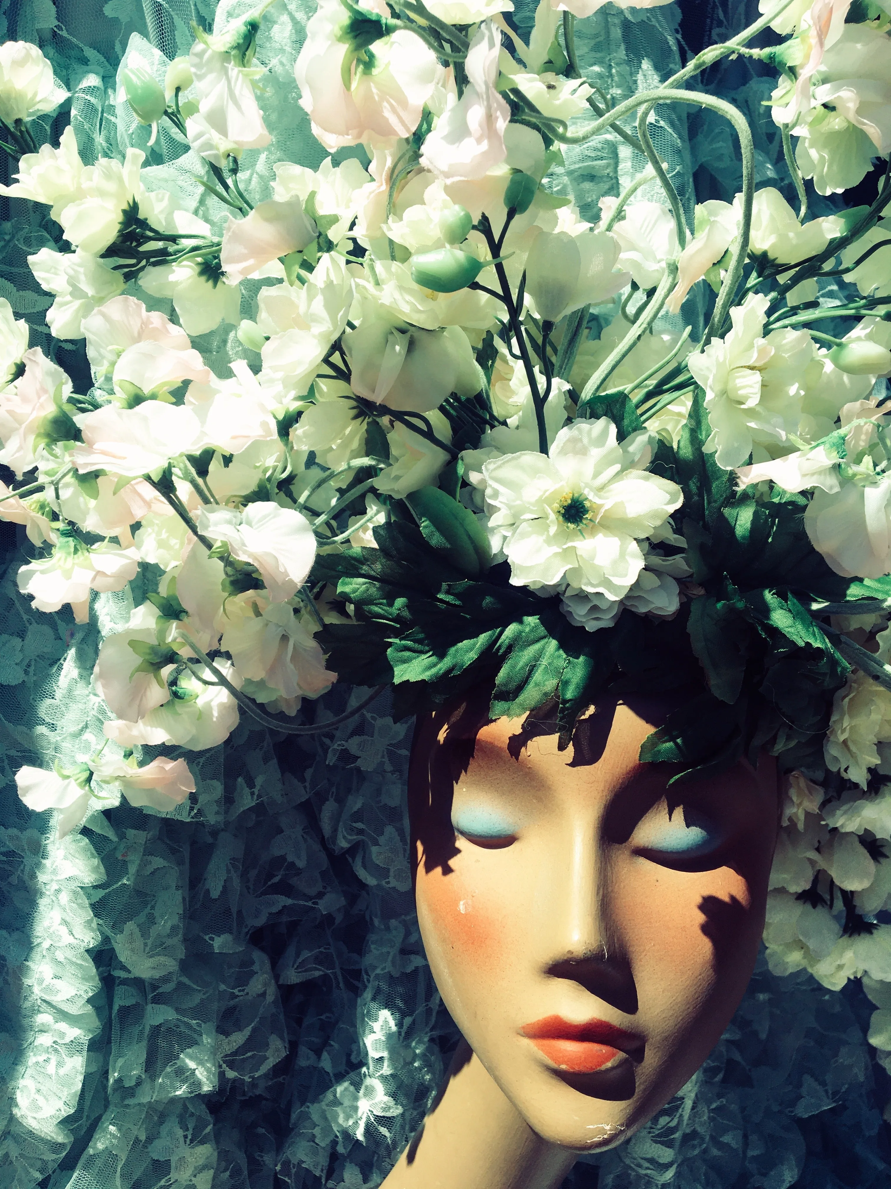 White Flower Floral blossom spray headdress / headpiece
