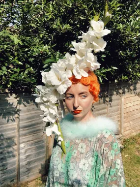 White Lillies Headpiece - wear 3 ways