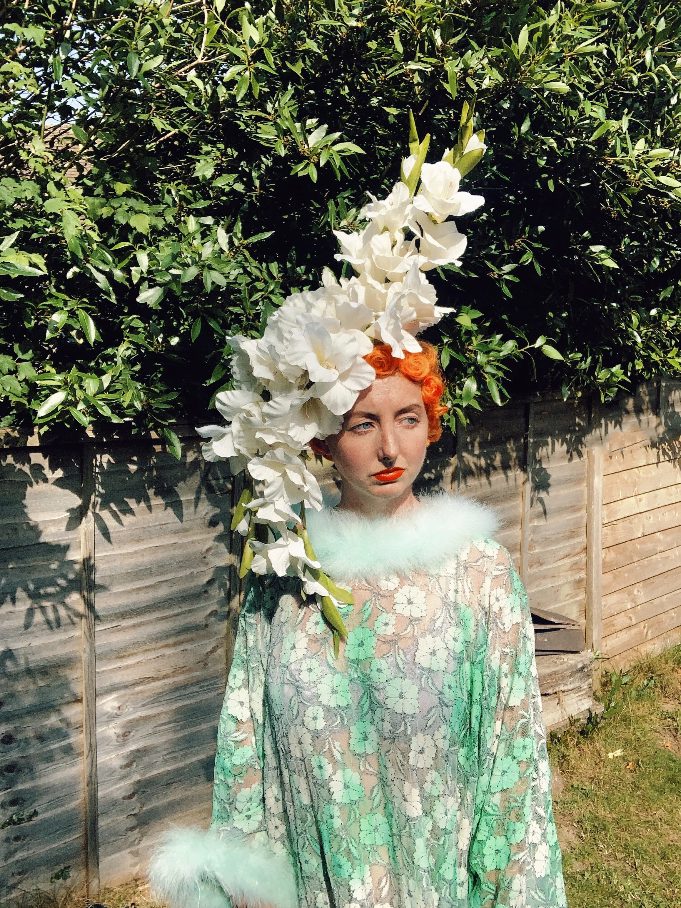 White Lillies Headpiece - wear 3 ways