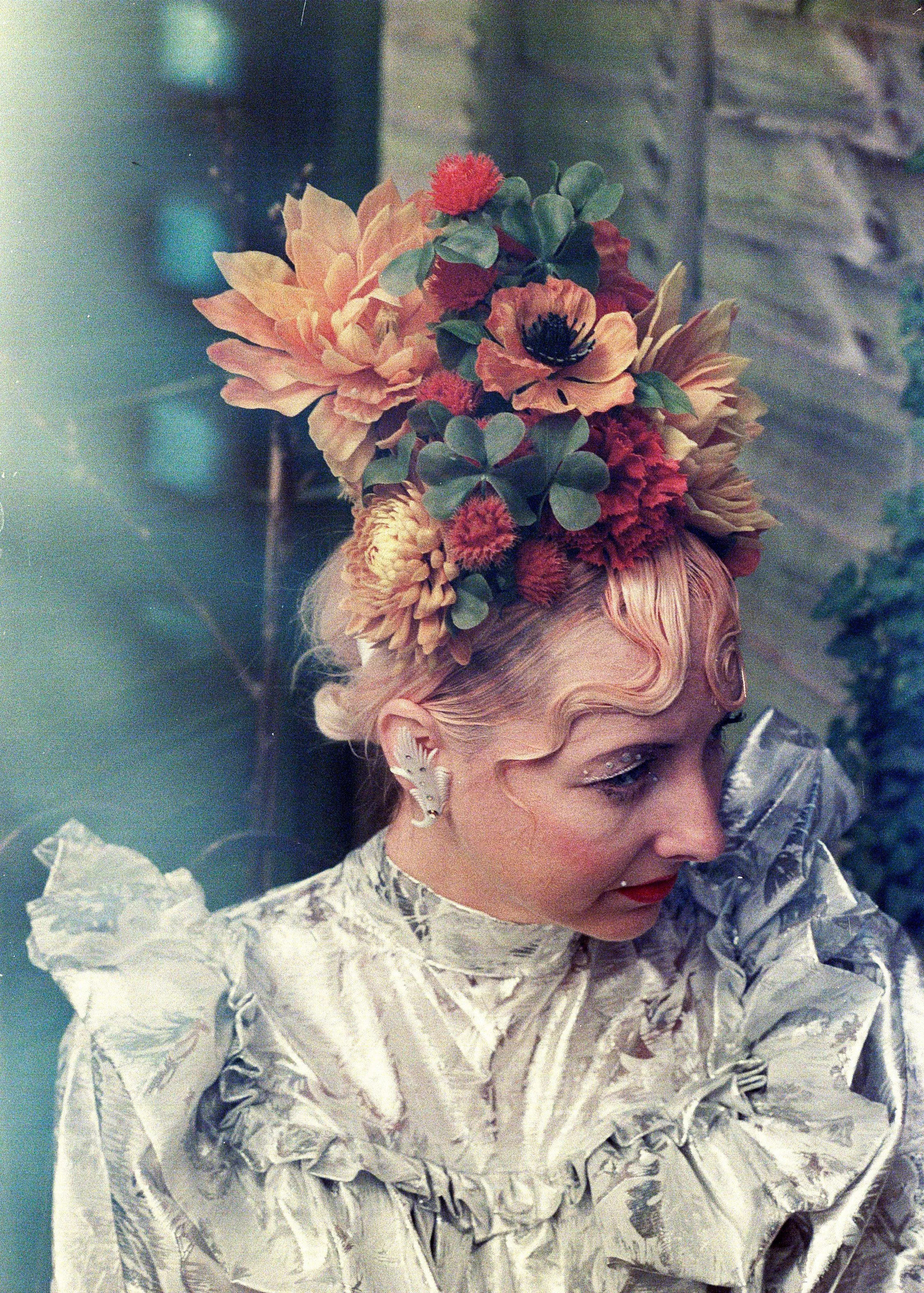 Wild Flower headdress / Autumnal / orange and Yellow