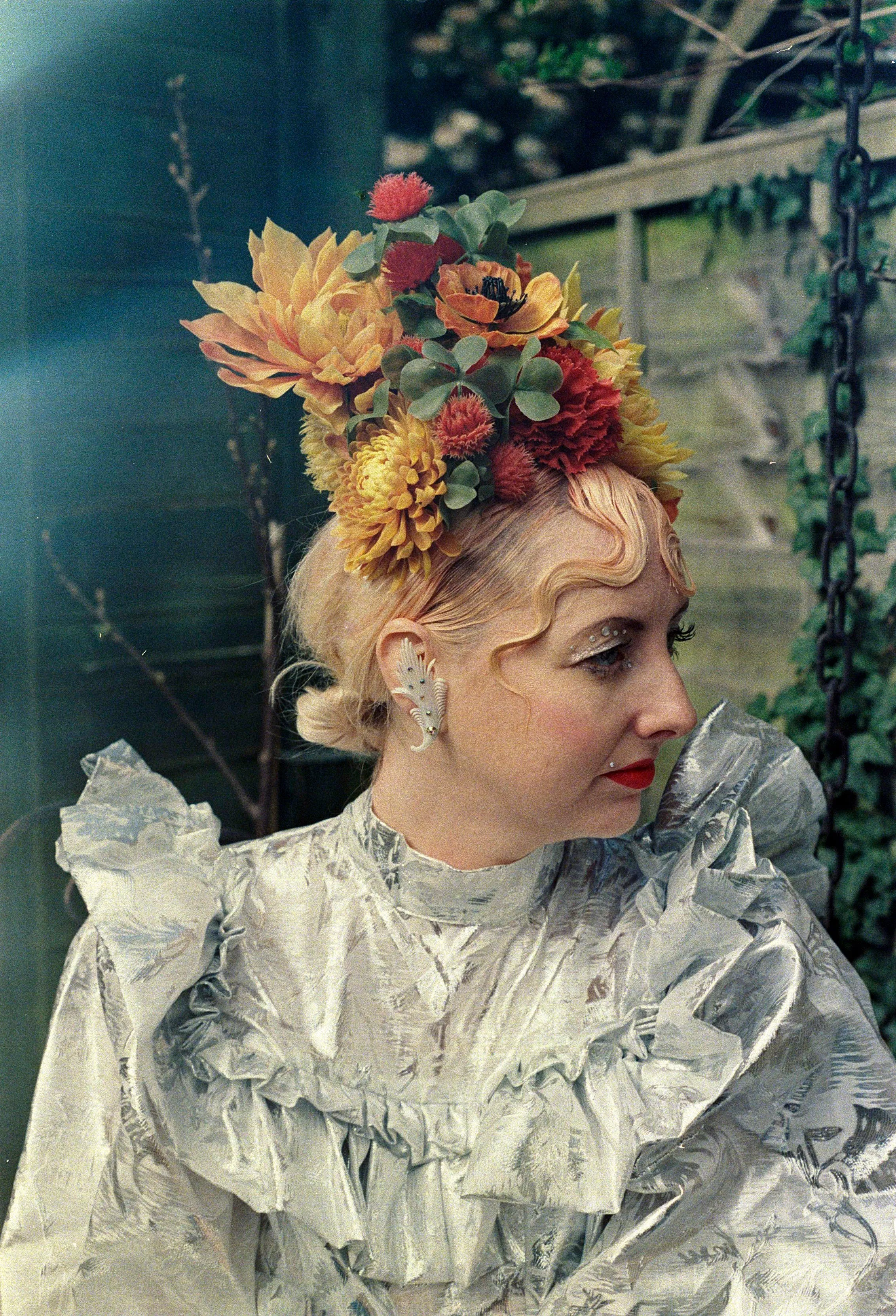 Wild Flower headdress / Autumnal / orange and Yellow