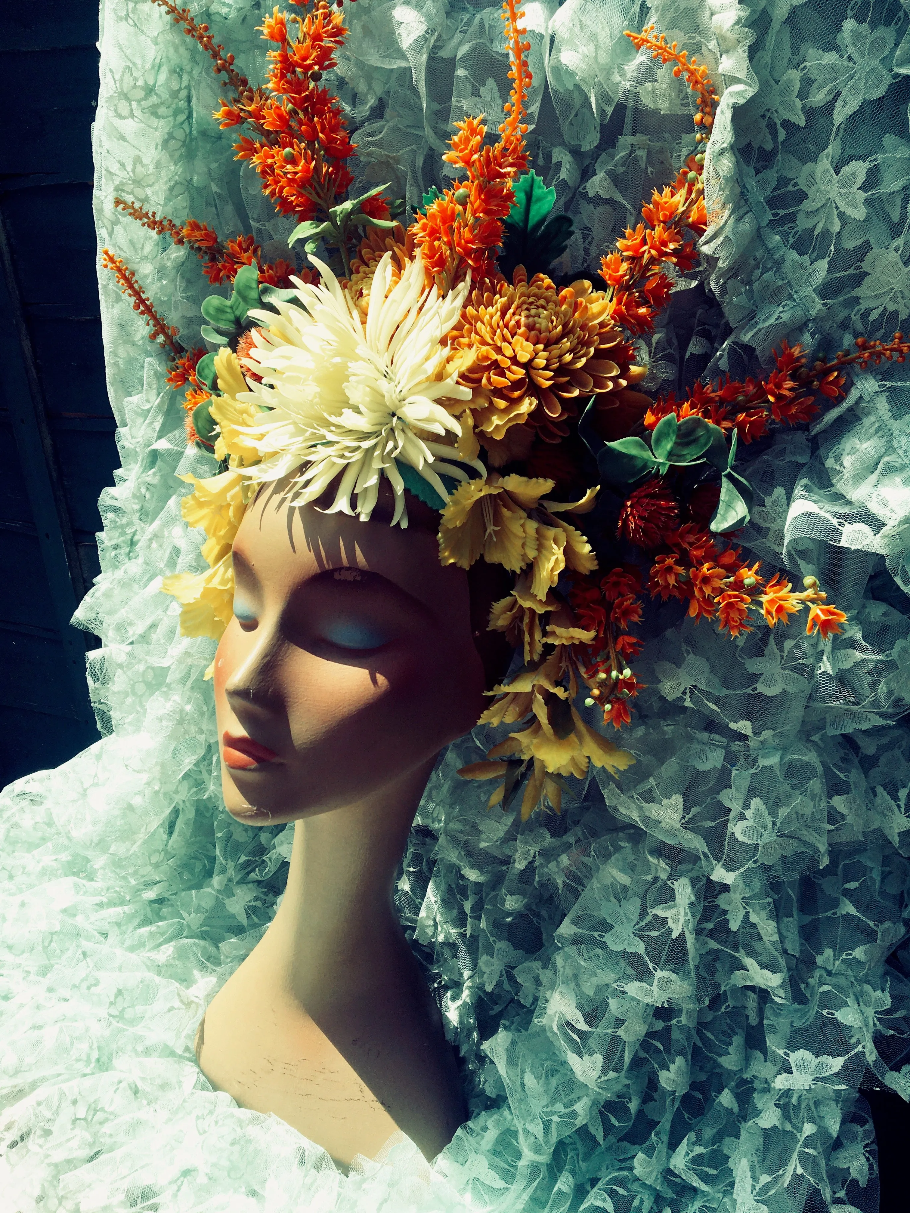 Wild Flower headdress / Autumnal / orange / tribal / flower crown / headdress