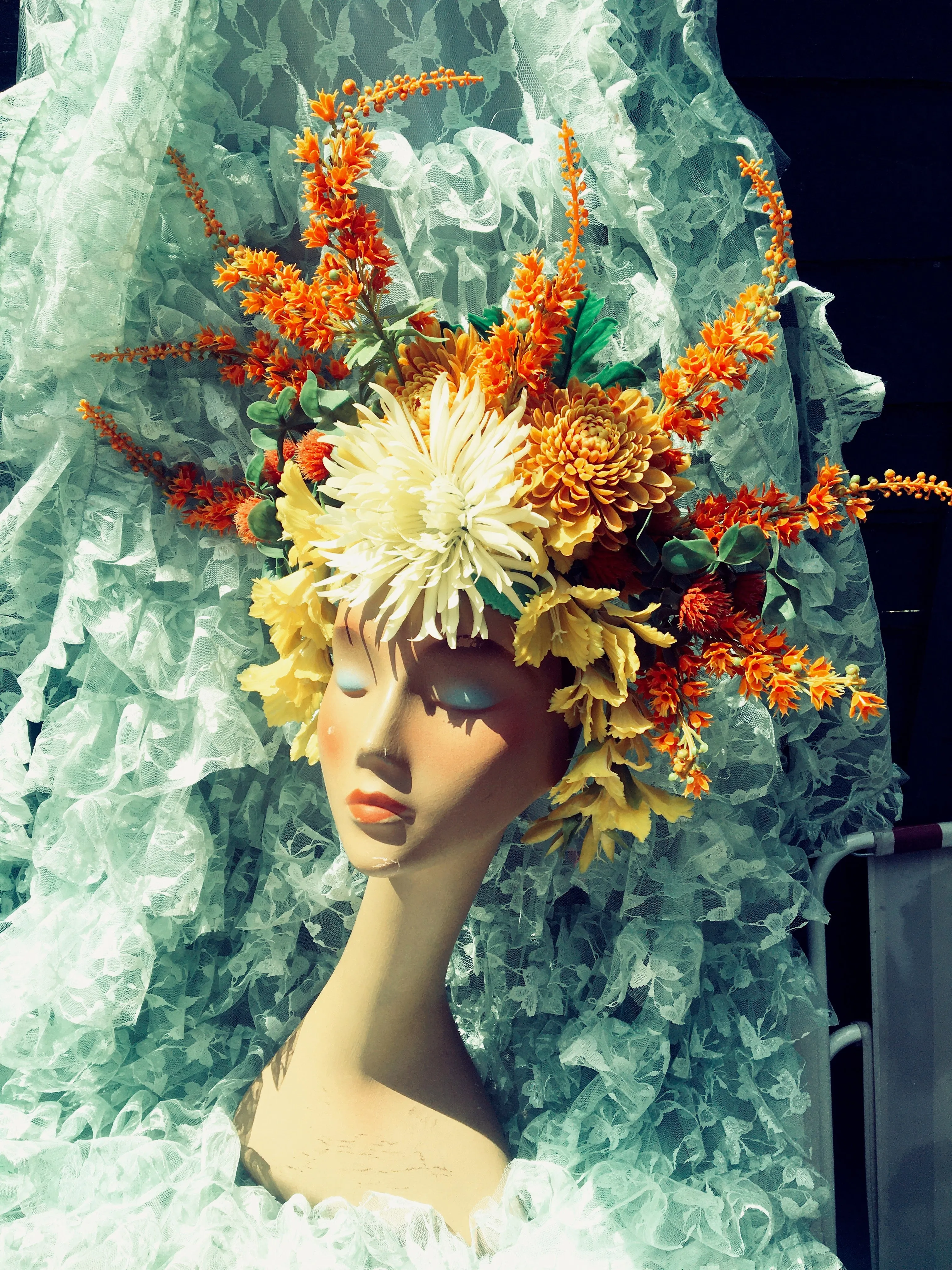 Wild Flower headdress / Autumnal / orange / tribal / flower crown / headdress