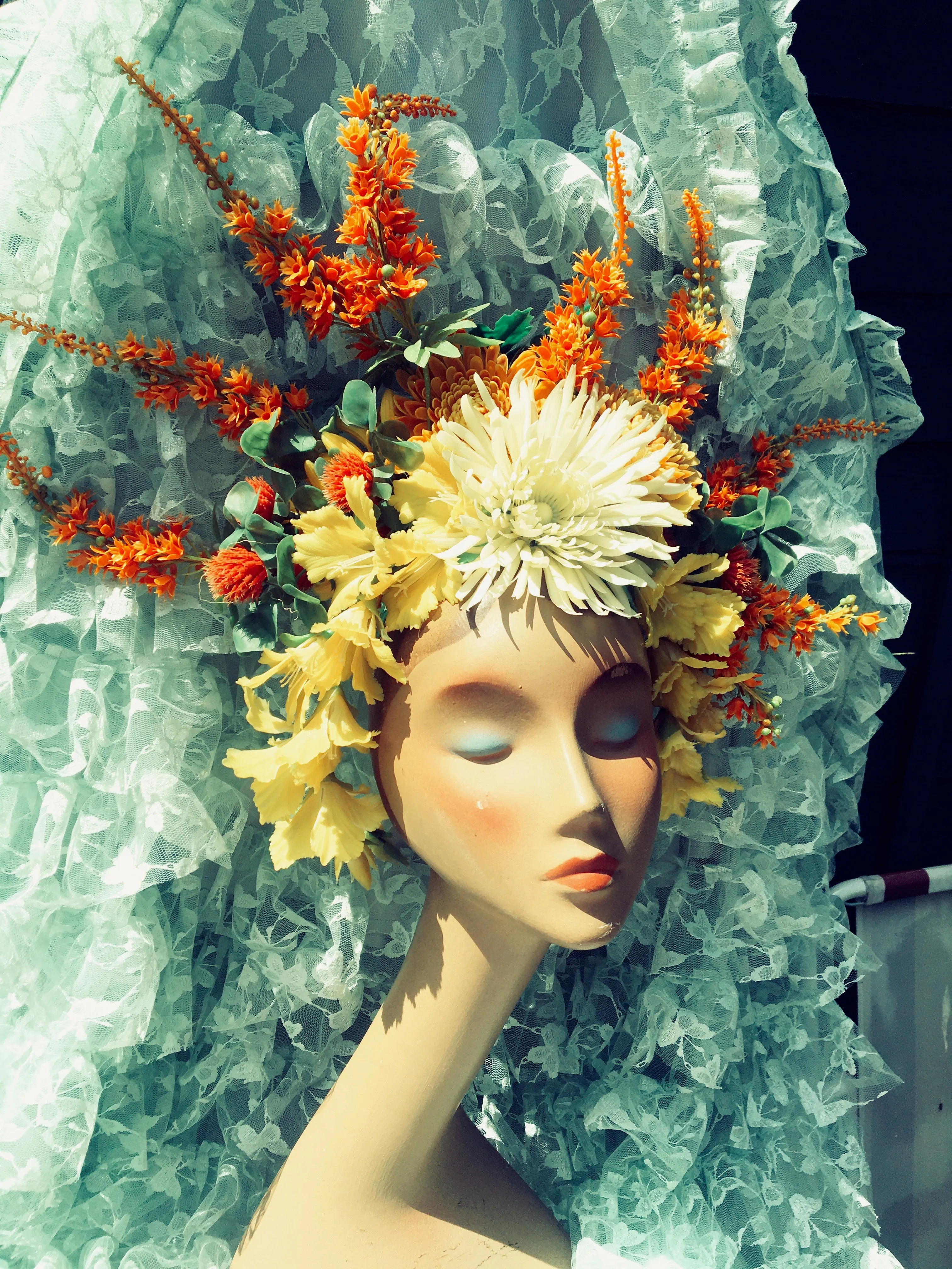 Wild Flower headdress / Autumnal / orange / tribal / flower crown / headdress