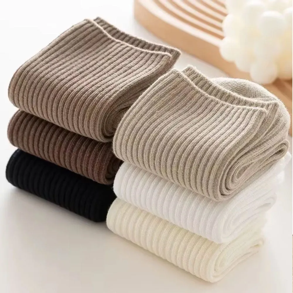 Womens Cute Crew Socks Casual Athletic Aesthetic Socks Neutral Cotton Socks 6color Set