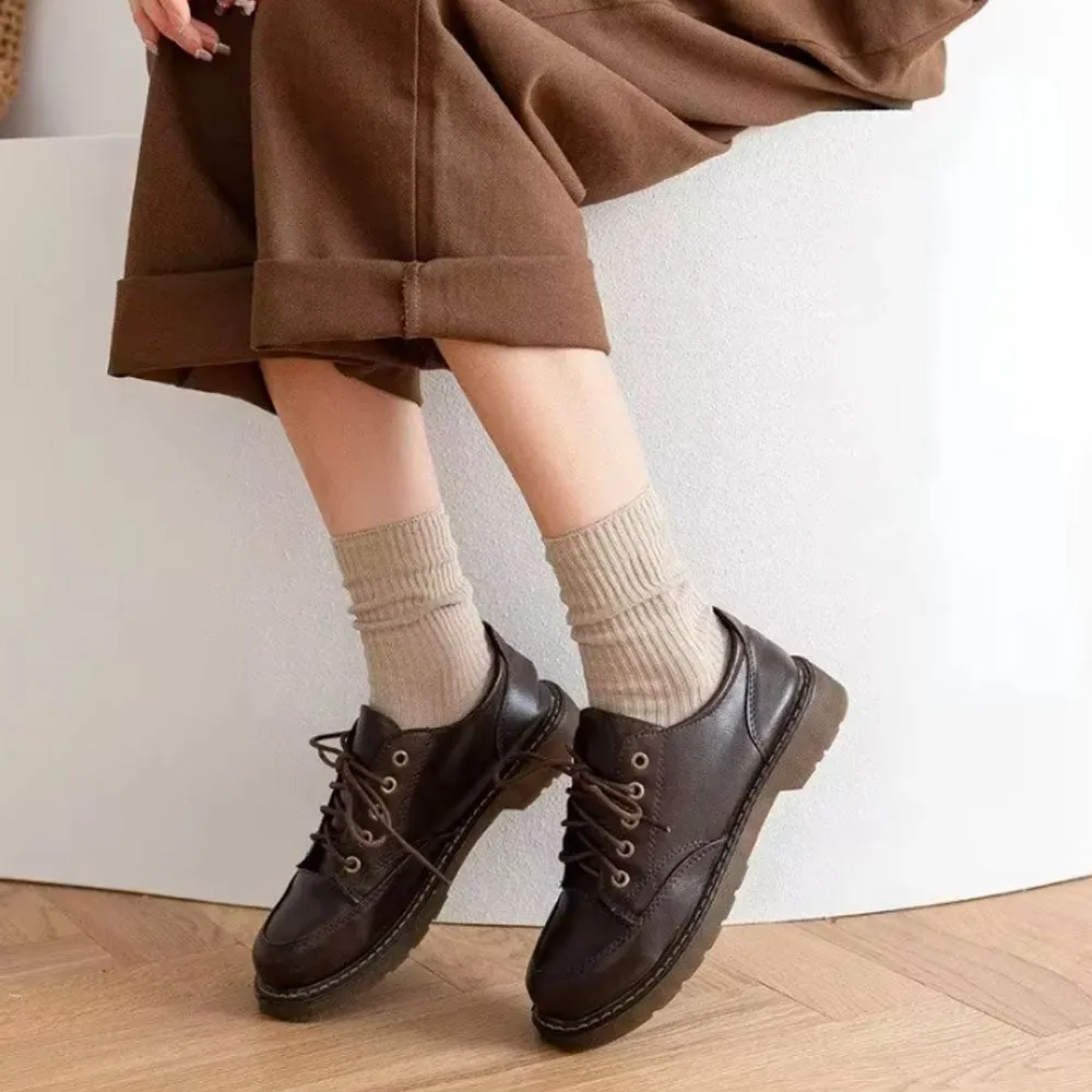 Womens Cute Crew Socks Casual Athletic Aesthetic Socks Neutral Cotton Socks 6color Set