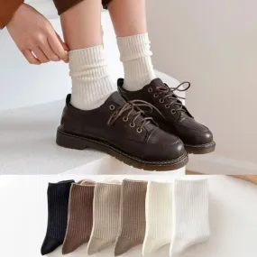 Womens Cute Crew Socks Casual Athletic Aesthetic Socks Neutral Cotton Socks 6color Set