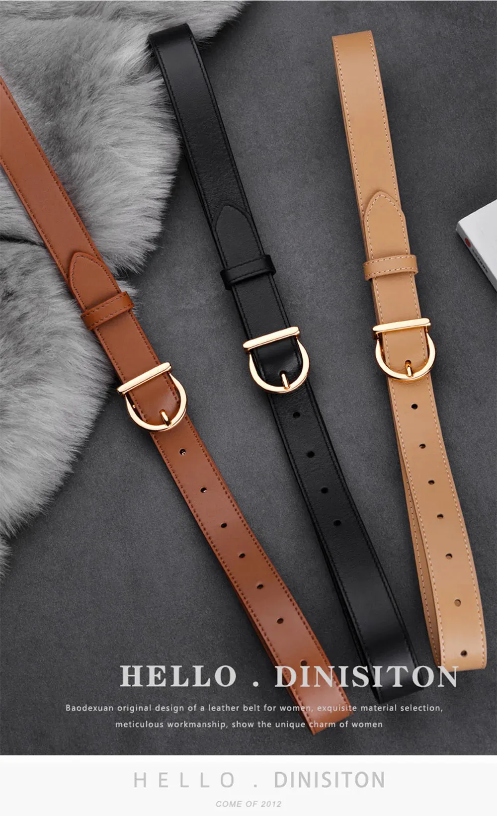 Women’s Fashion Pin Buckle PU Leather Belt for Jeans & Cargo Pants