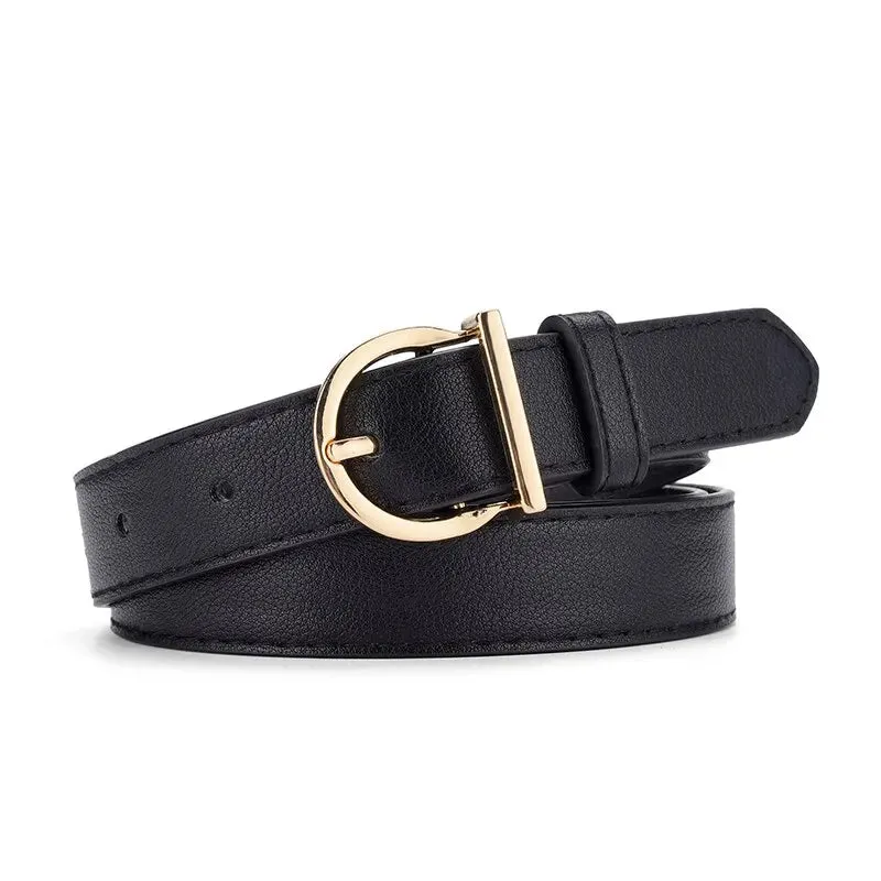 Women’s Fashion Pin Buckle PU Leather Belt for Jeans & Cargo Pants