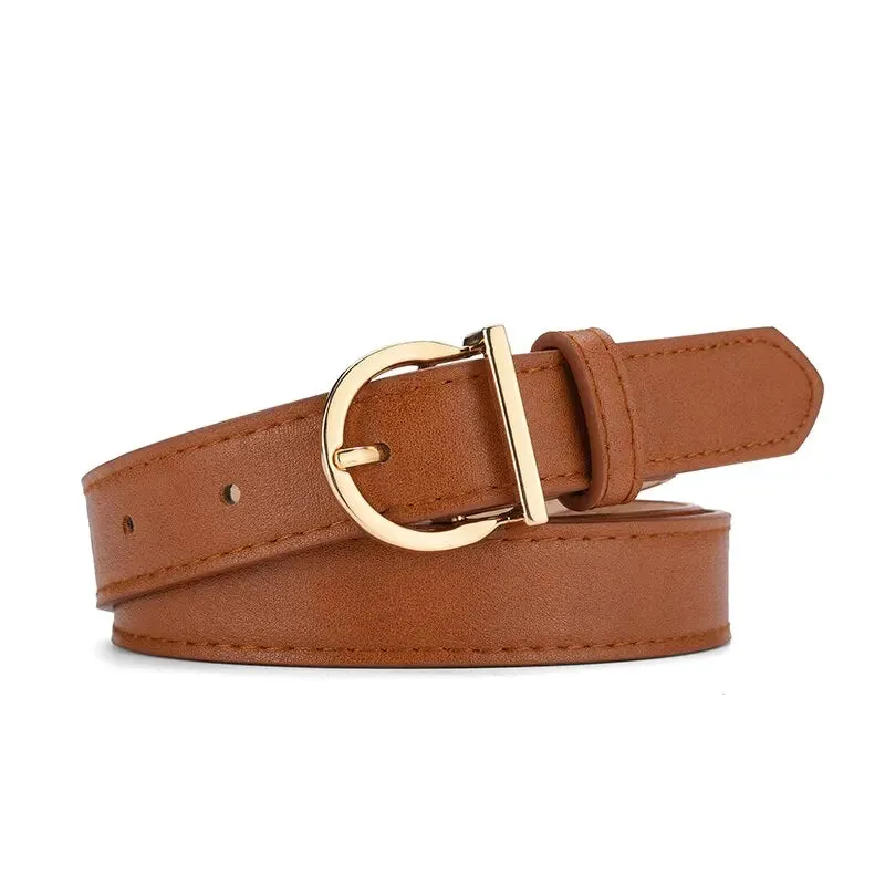 Women’s Fashion Pin Buckle PU Leather Belt for Jeans & Cargo Pants