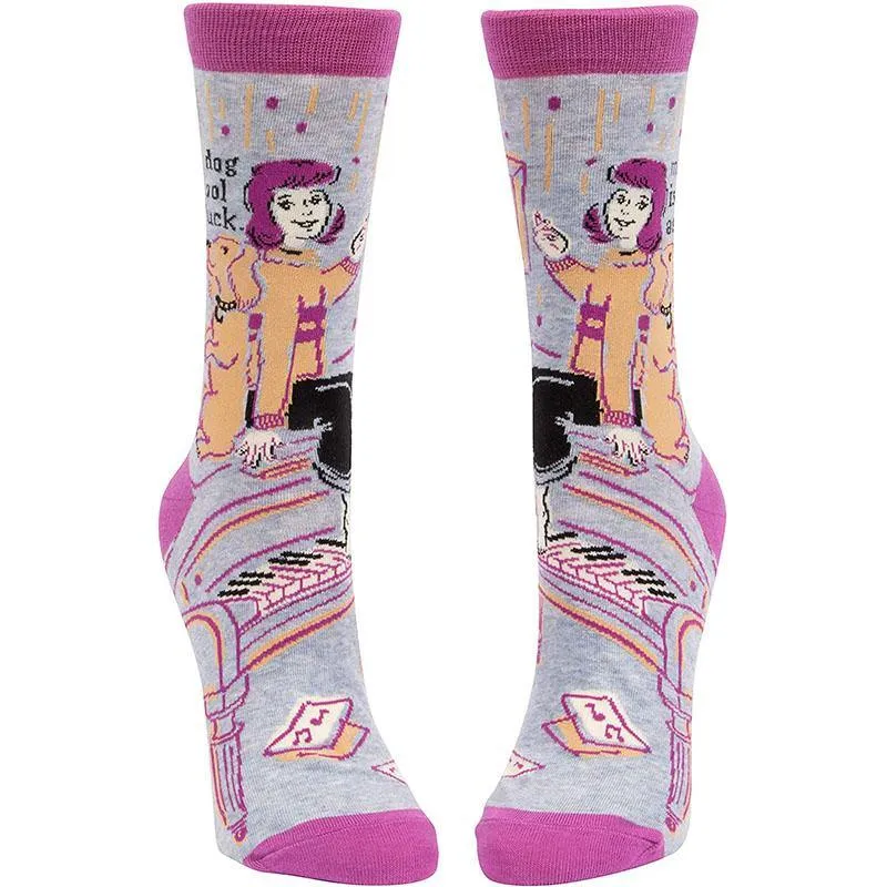 Womens Happy Crazy Socks "MY COOL DOG" Fun Casual Cotton Crew Socks