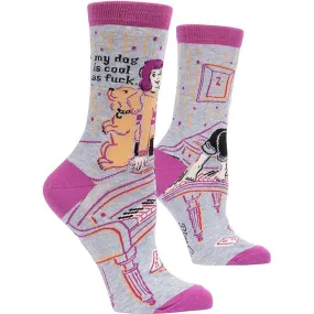 Womens Happy Crazy Socks "MY COOL DOG" Fun Casual Cotton Crew Socks
