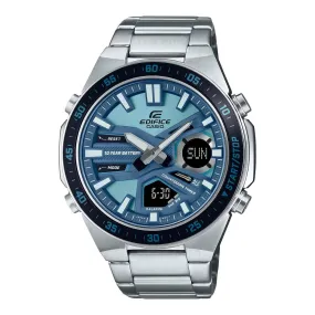 WW0343 Casio Edifice Analog Digital Stainless Steel Silver Chain Watch EFV-C110D-2BVDF