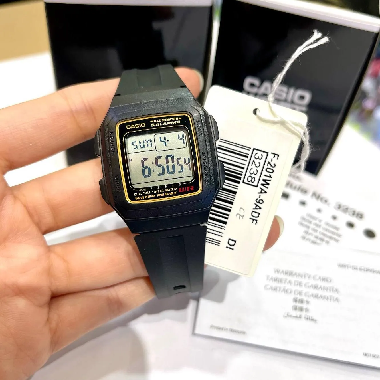 WW0492 Casio Dual Time Digital Resin Belt Watch F-201WA-9ADF