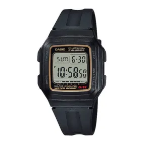 WW0492 Casio Dual Time Digital Resin Belt Watch F-201WA-9ADF