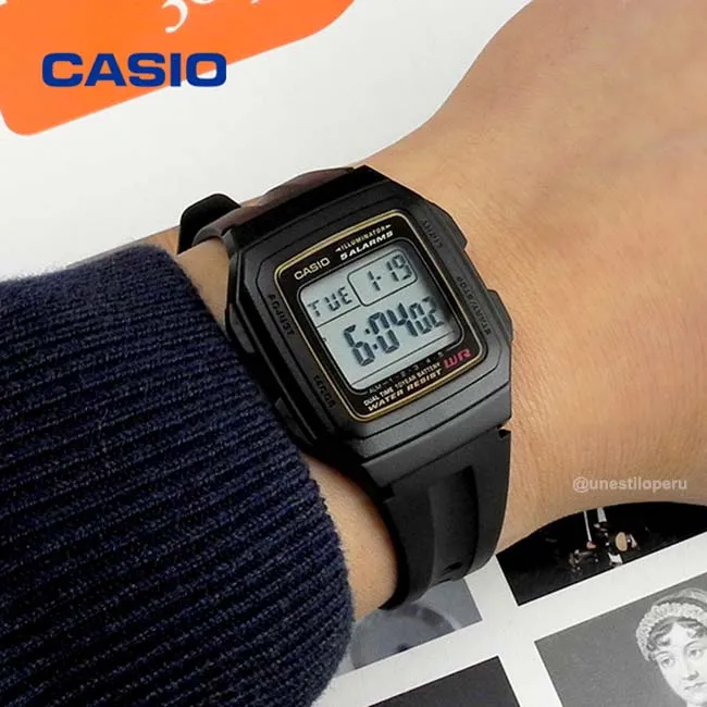 WW0492 Casio Dual Time Digital Resin Belt Watch F-201WA-9ADF
