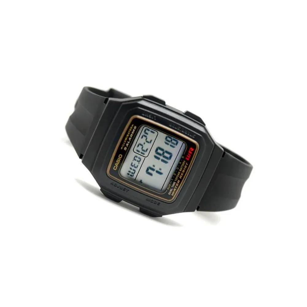 WW0492 Casio Dual Time Digital Resin Belt Watch F-201WA-9ADF