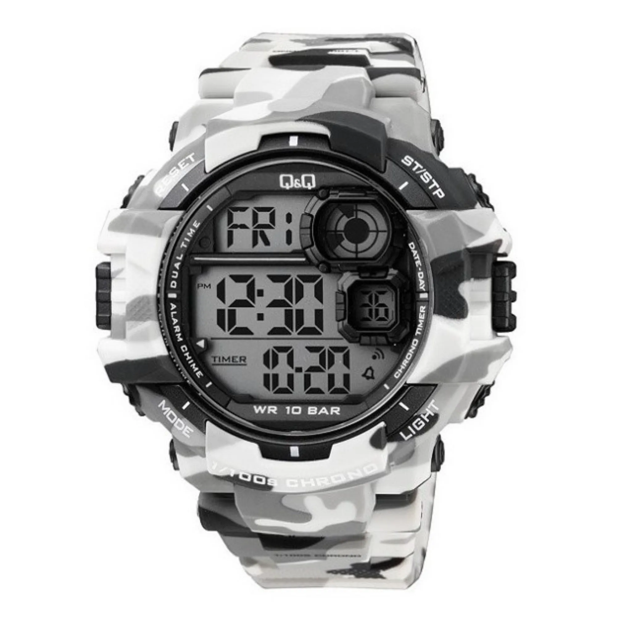 WW0762 Q&Q Digital Sports Camouflage Fiber Belt Watch M143J004Y