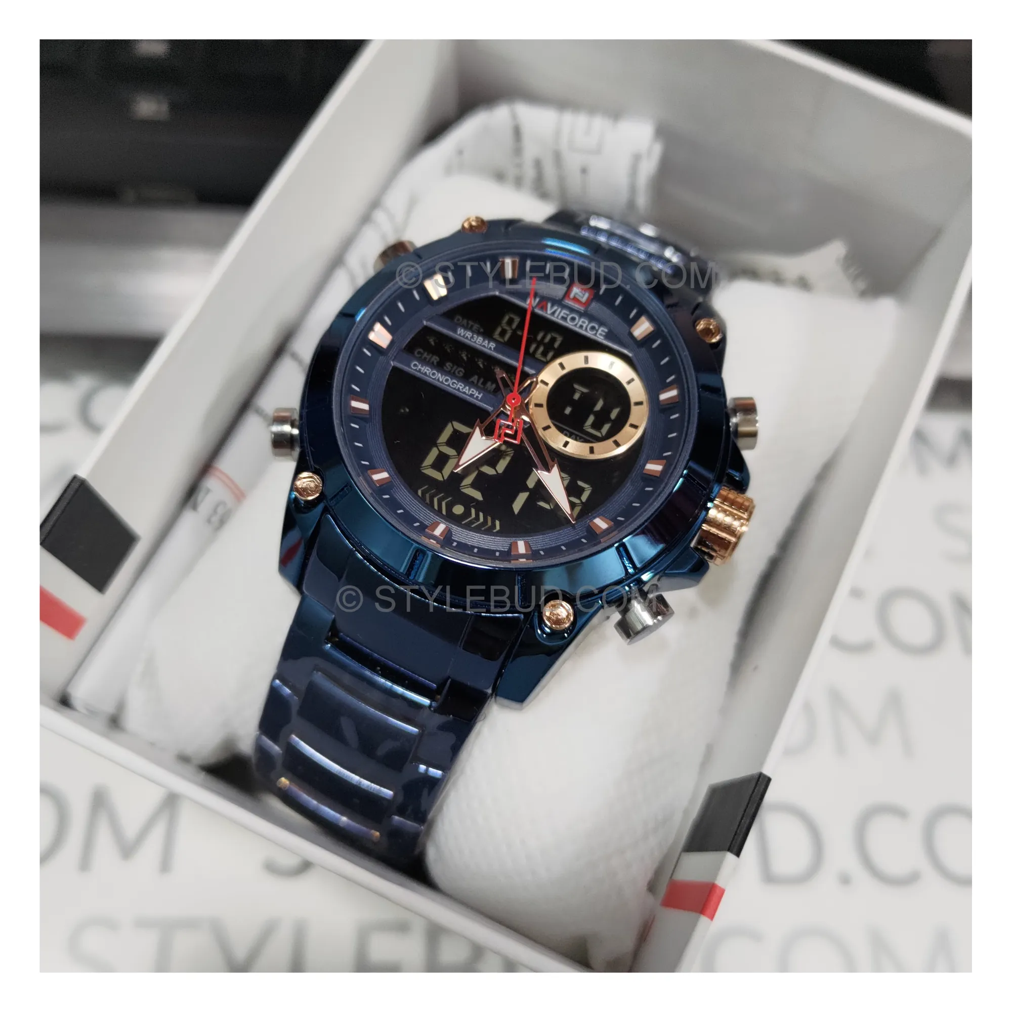 WW1042 Naviforce Dual Time Multifunction Chain Watch NF9163M