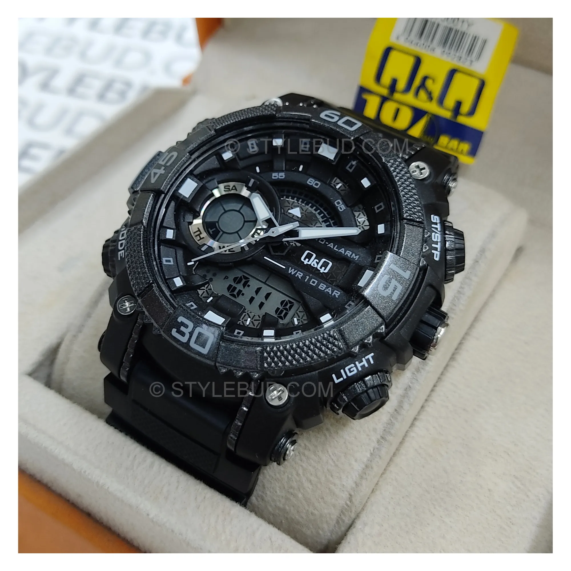 WW1086 Q&Q Dual Time Sports Fiber Belt Watch GW87J001Y