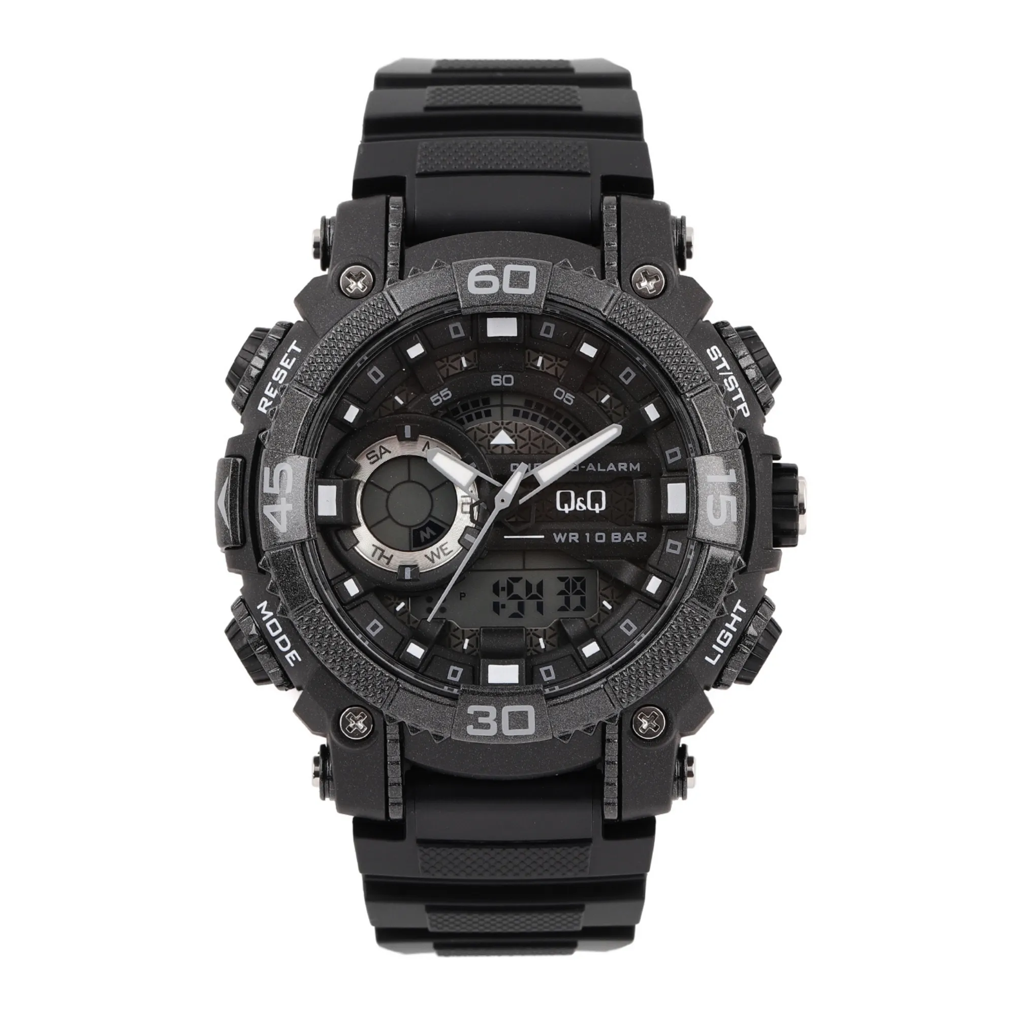 WW1086 Q&Q Dual Time Sports Fiber Belt Watch GW87J001Y