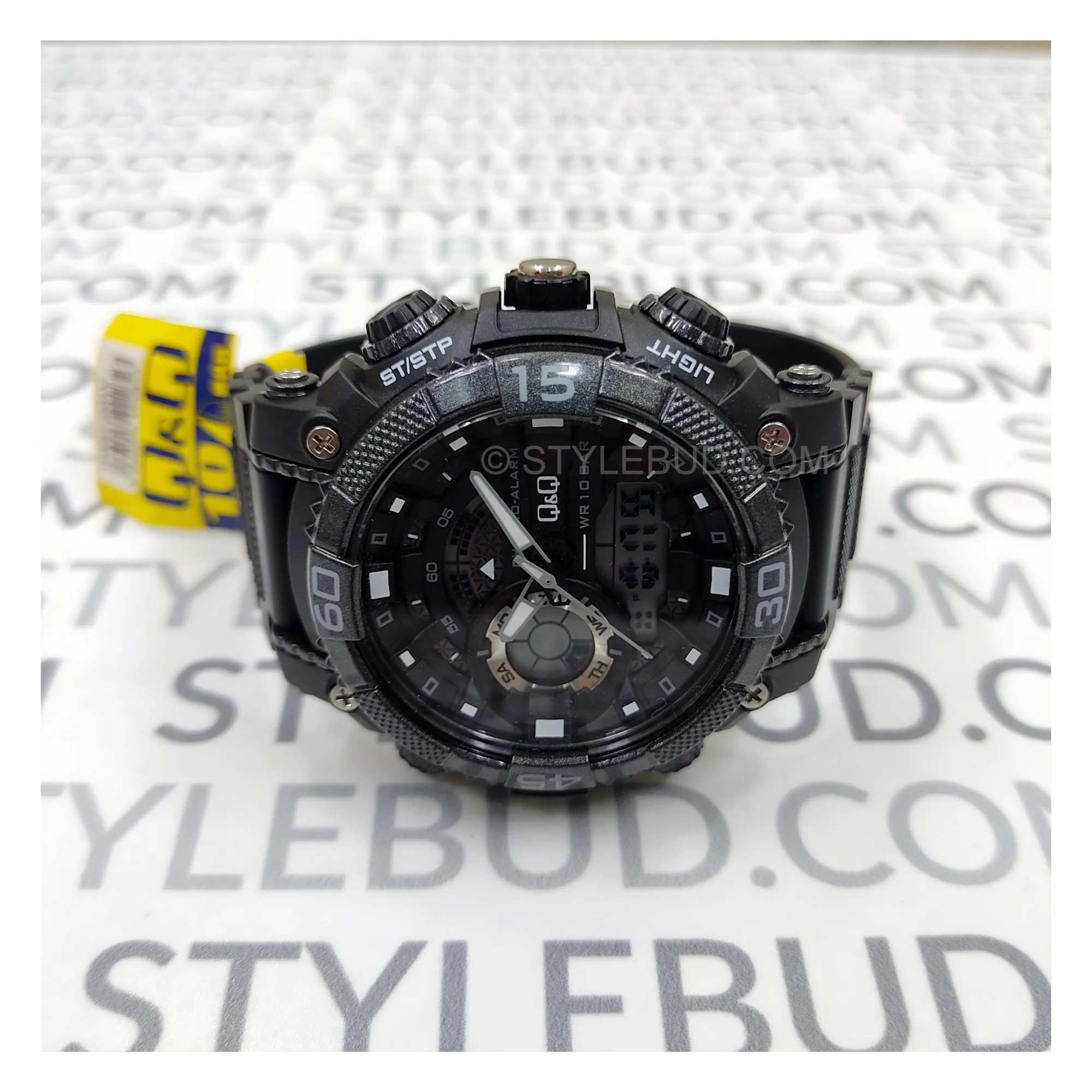 WW1086 Q&Q Dual Time Sports Fiber Belt Watch GW87J001Y