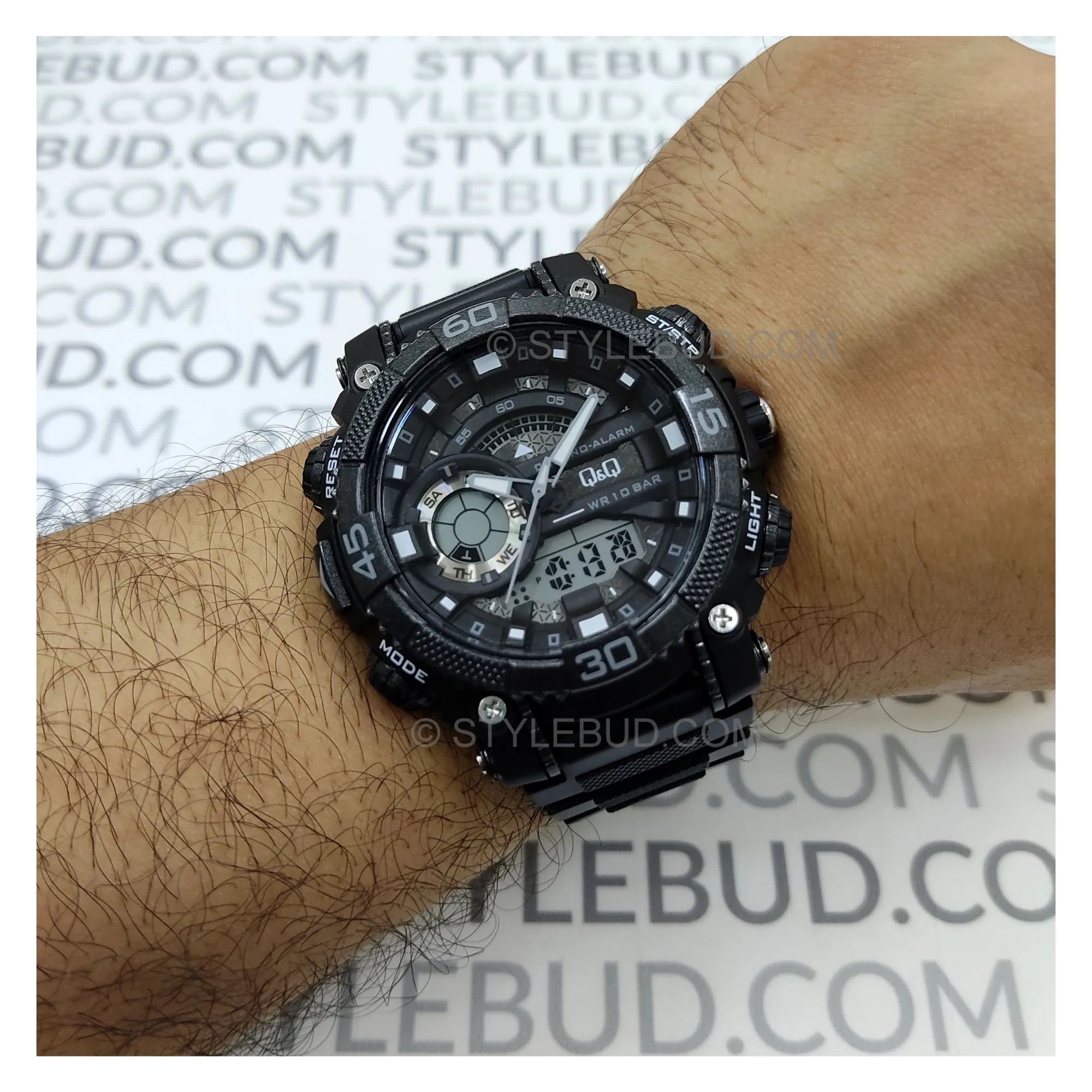 WW1086 Q&Q Dual Time Sports Fiber Belt Watch GW87J001Y