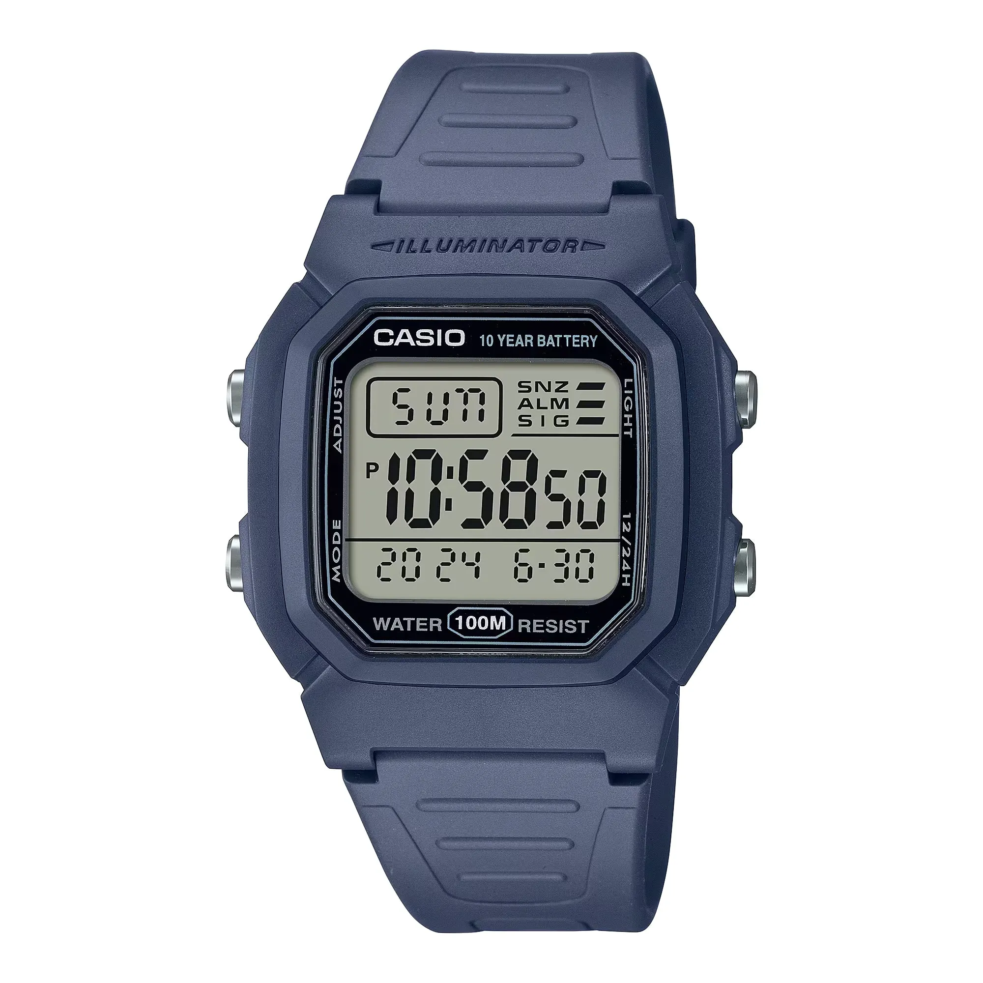 WW1093 Casio Youth Dual Time Digital Resin Belt Watch W-800H-2AVDF