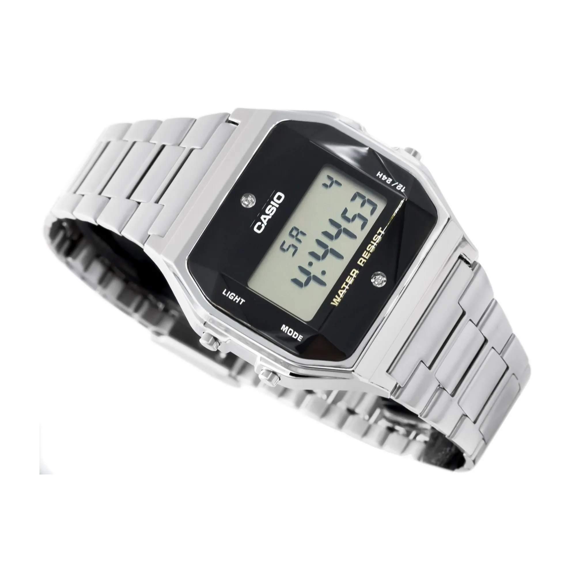 WW1393 Casio Vintage Diamond Digital Silver Chain Watch A158WEAD-1DF