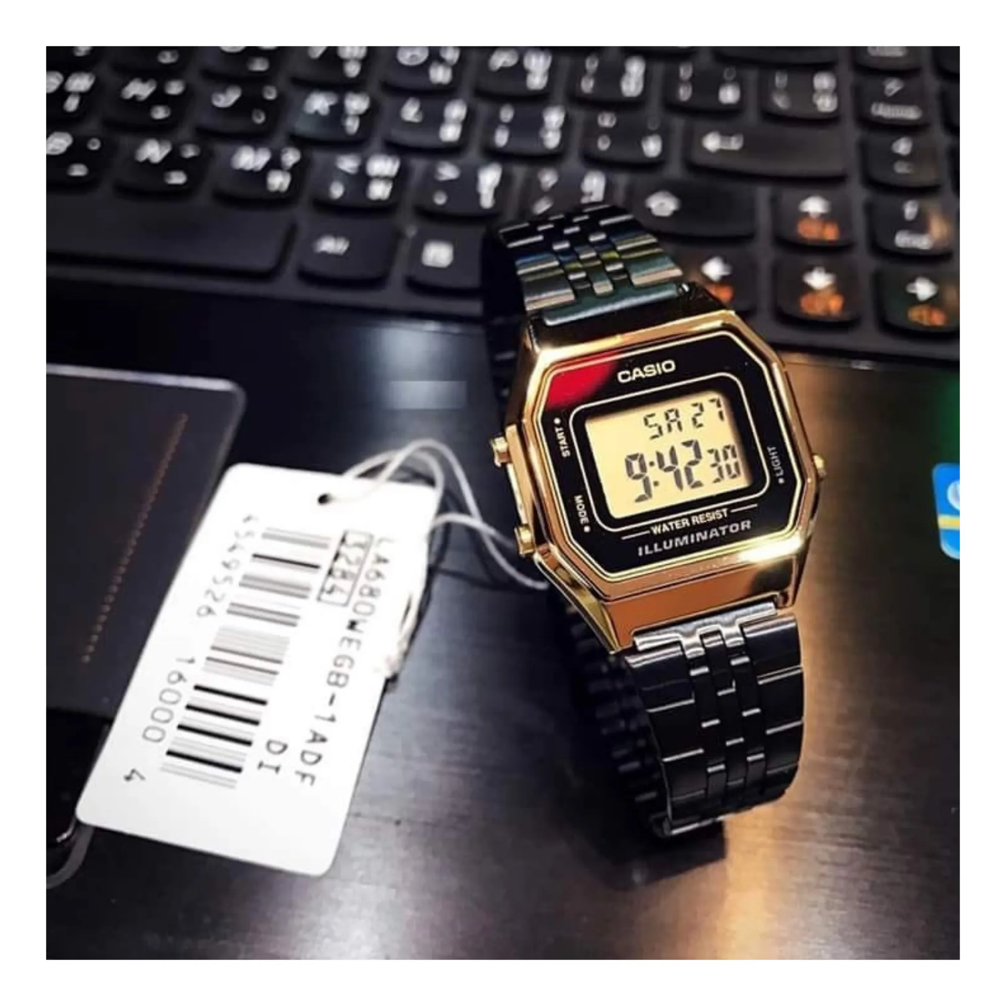 WW1499 Casio Vintage Digital Golden Ladies Chain Watch LA680WEGB-1ADF