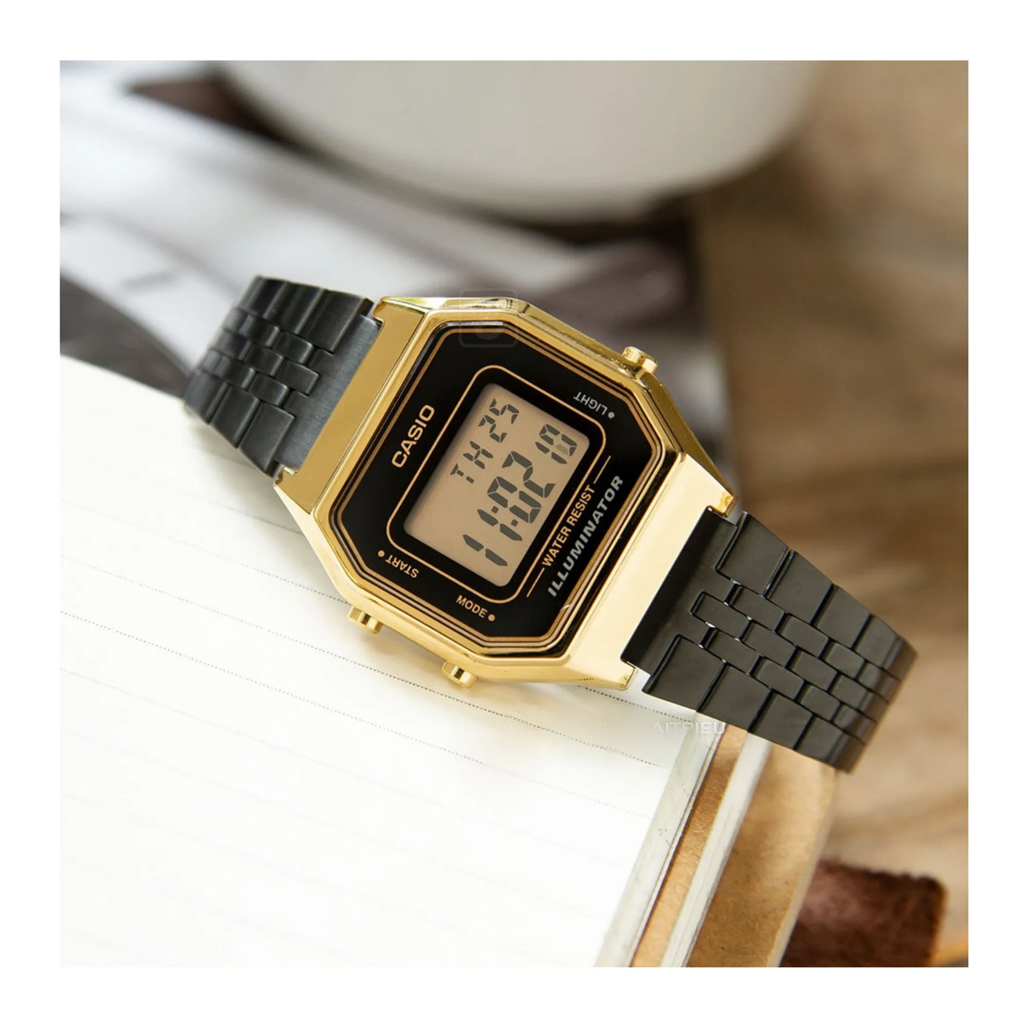 WW1499 Casio Vintage Digital Golden Ladies Chain Watch LA680WEGB-1ADF