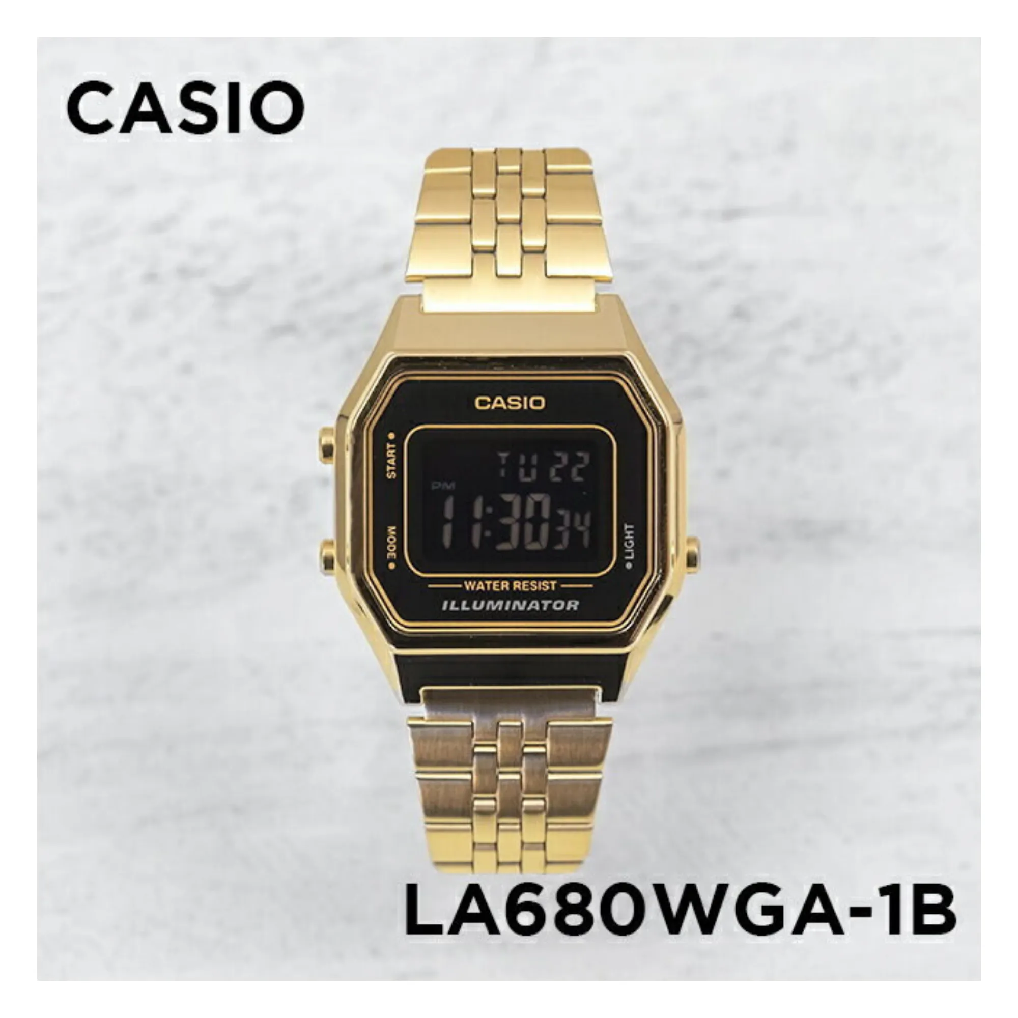 WW1500 Casio Vintage Digital Golden Ladies Chain Watch LA680WGA-1BDF