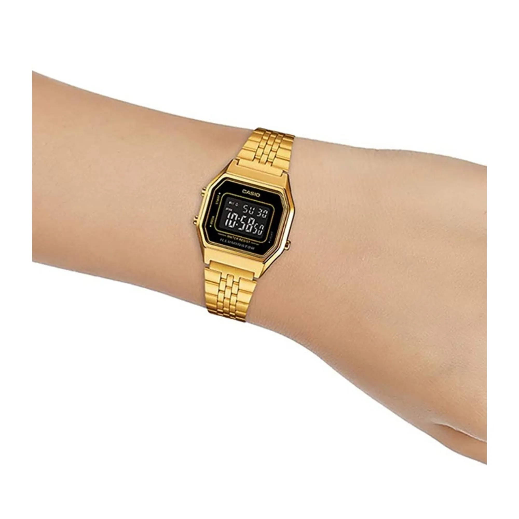 WW1500 Casio Vintage Digital Golden Ladies Chain Watch LA680WGA-1BDF