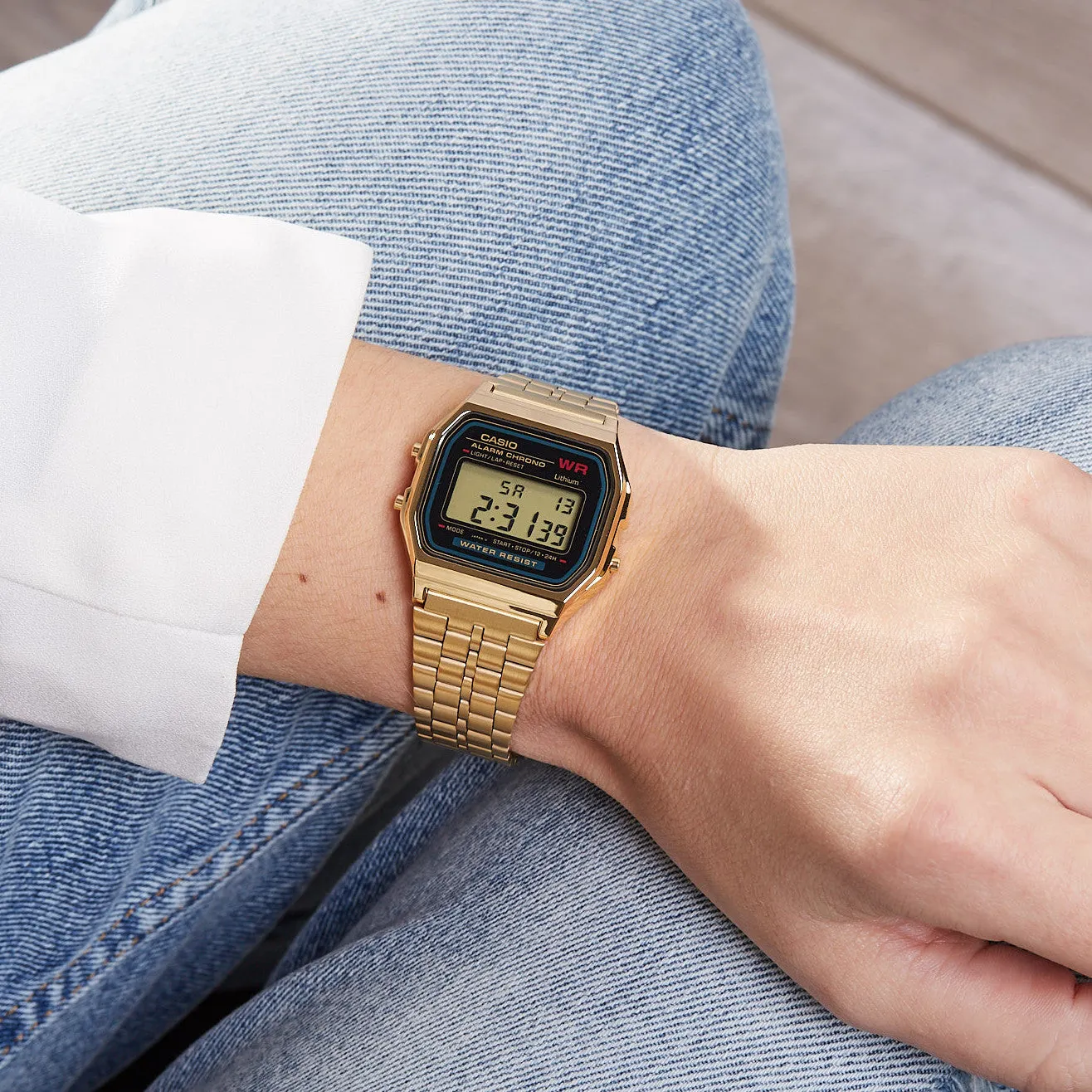 WW1545 Casio Vintage Digital Golden Chain Watch A159WGEA-1DF