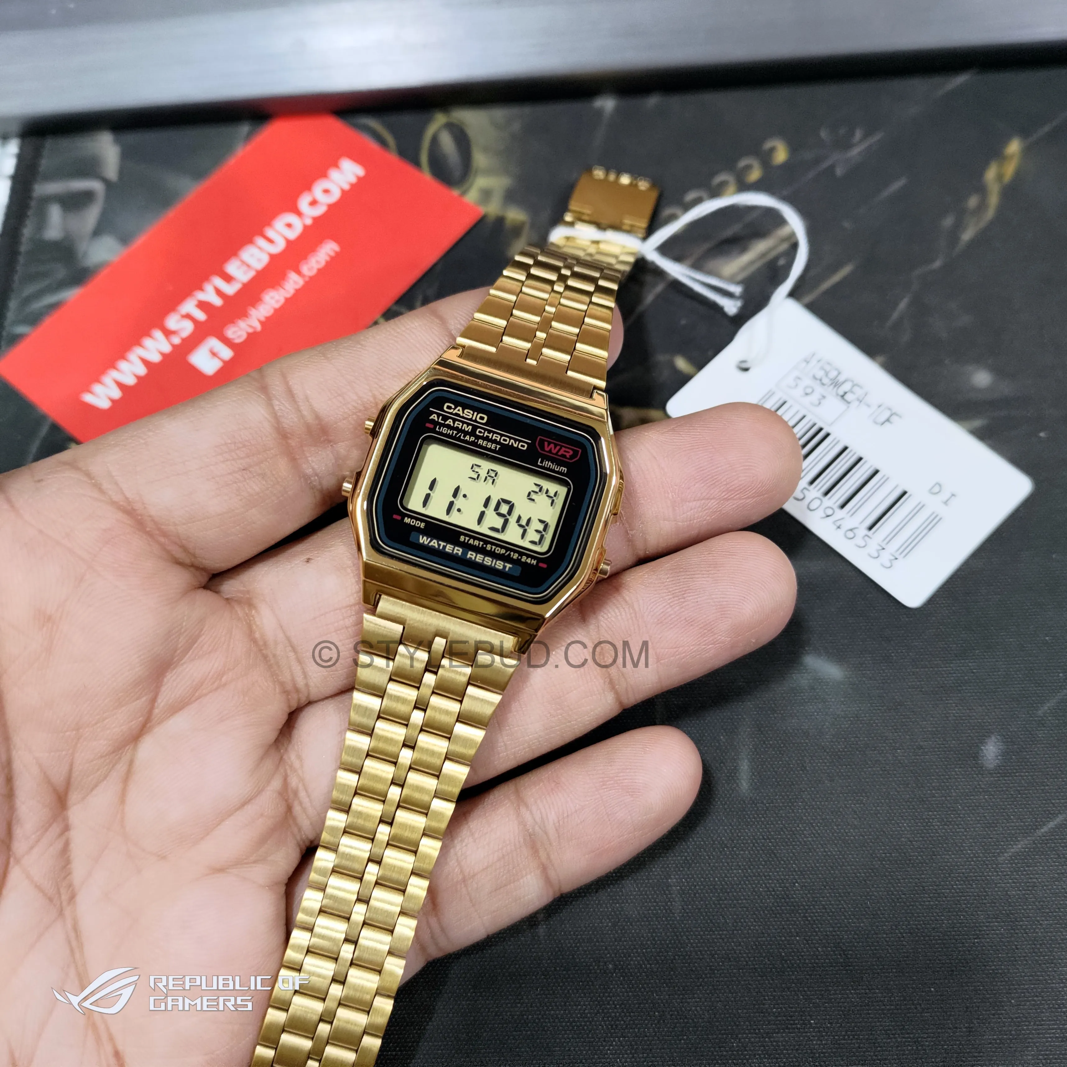 WW1545 Casio Vintage Digital Golden Chain Watch A159WGEA-1DF