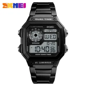 WW1851 Skmei Dual Time Digital Black Chain Watch 1335