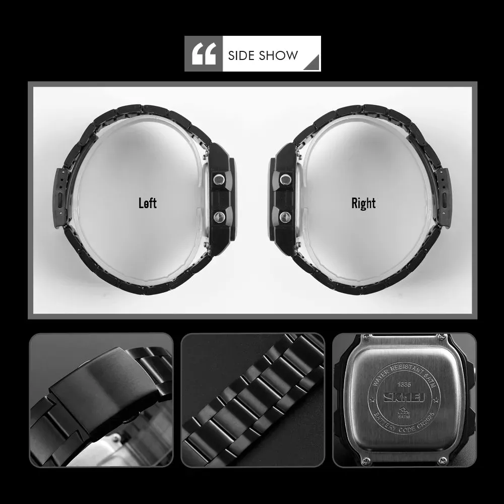 WW1851 Skmei Dual Time Digital Black Chain Watch 1335