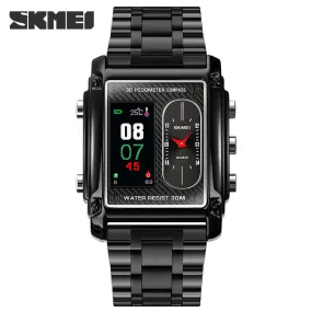 WW1864 Skmei Dual Time Pedometer Compass Black Chain Watch 1802
