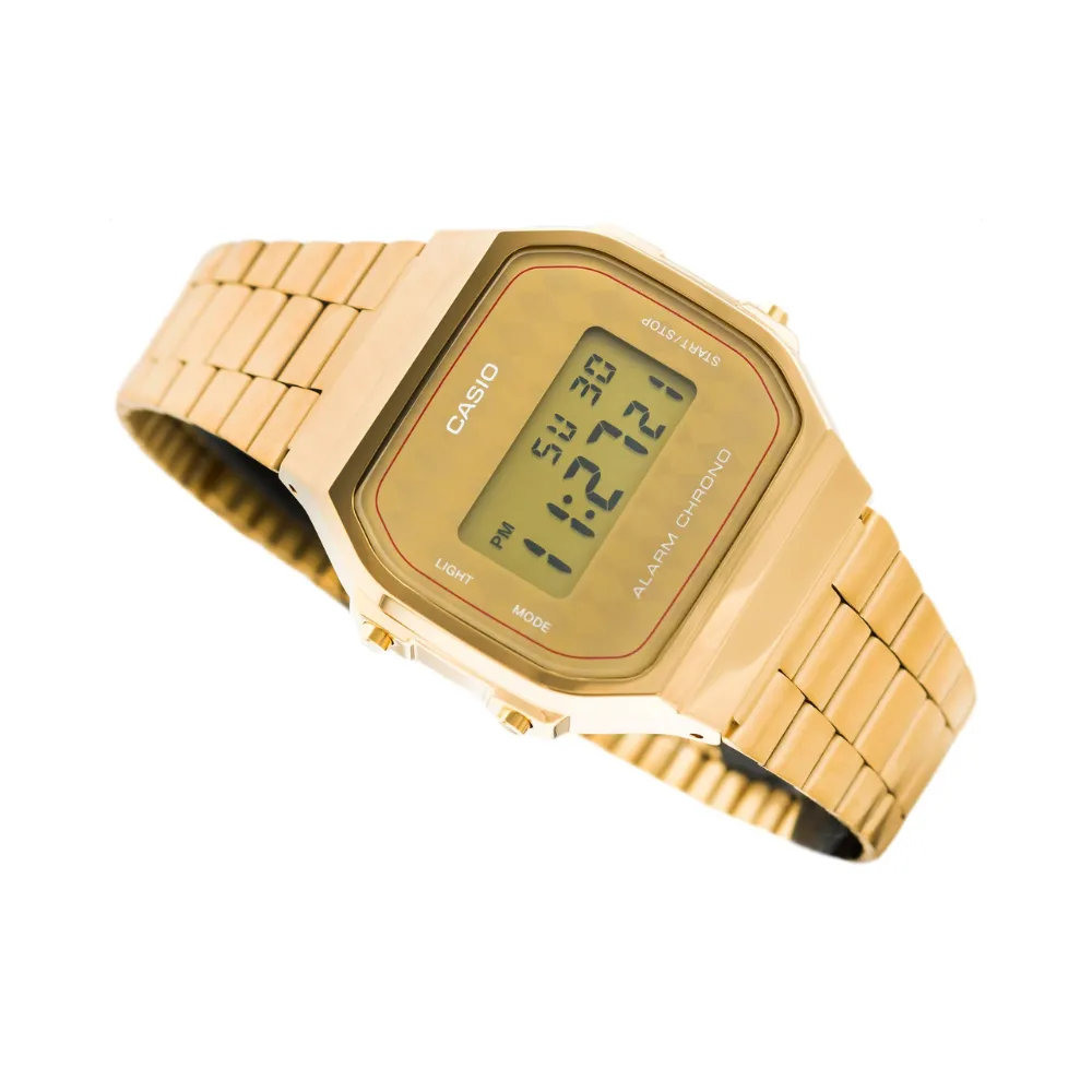 WW1892 Casio Vintage Illuminator Digital Golden Chain Watch A168WG-9BWDF